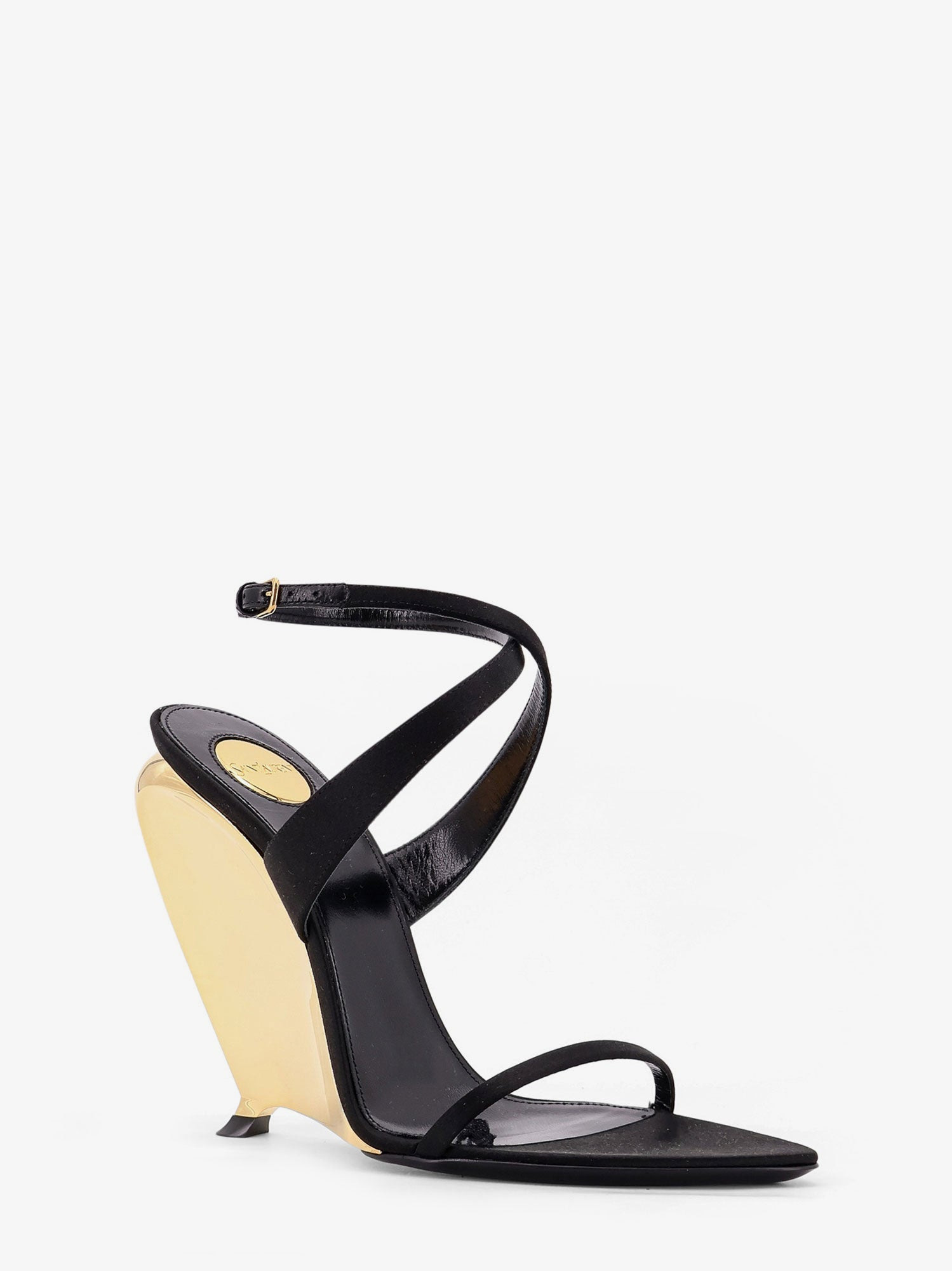Saint Laurent Women Tallulah 110 Satin Sandals With Sculptural Wedge Heel - 2