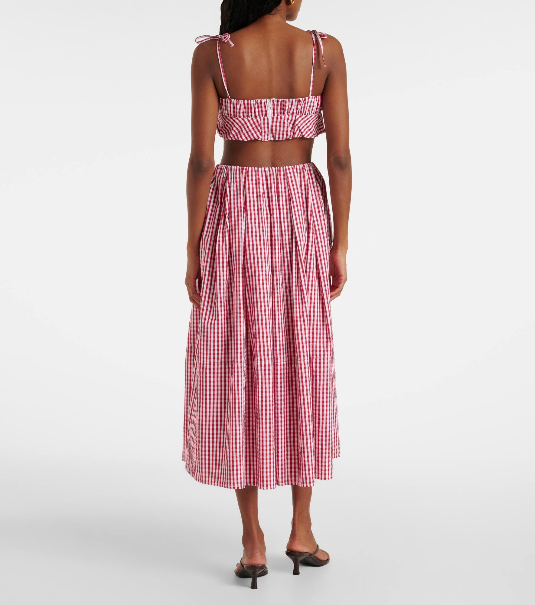Mira gingham cotton poplin crop top - 3