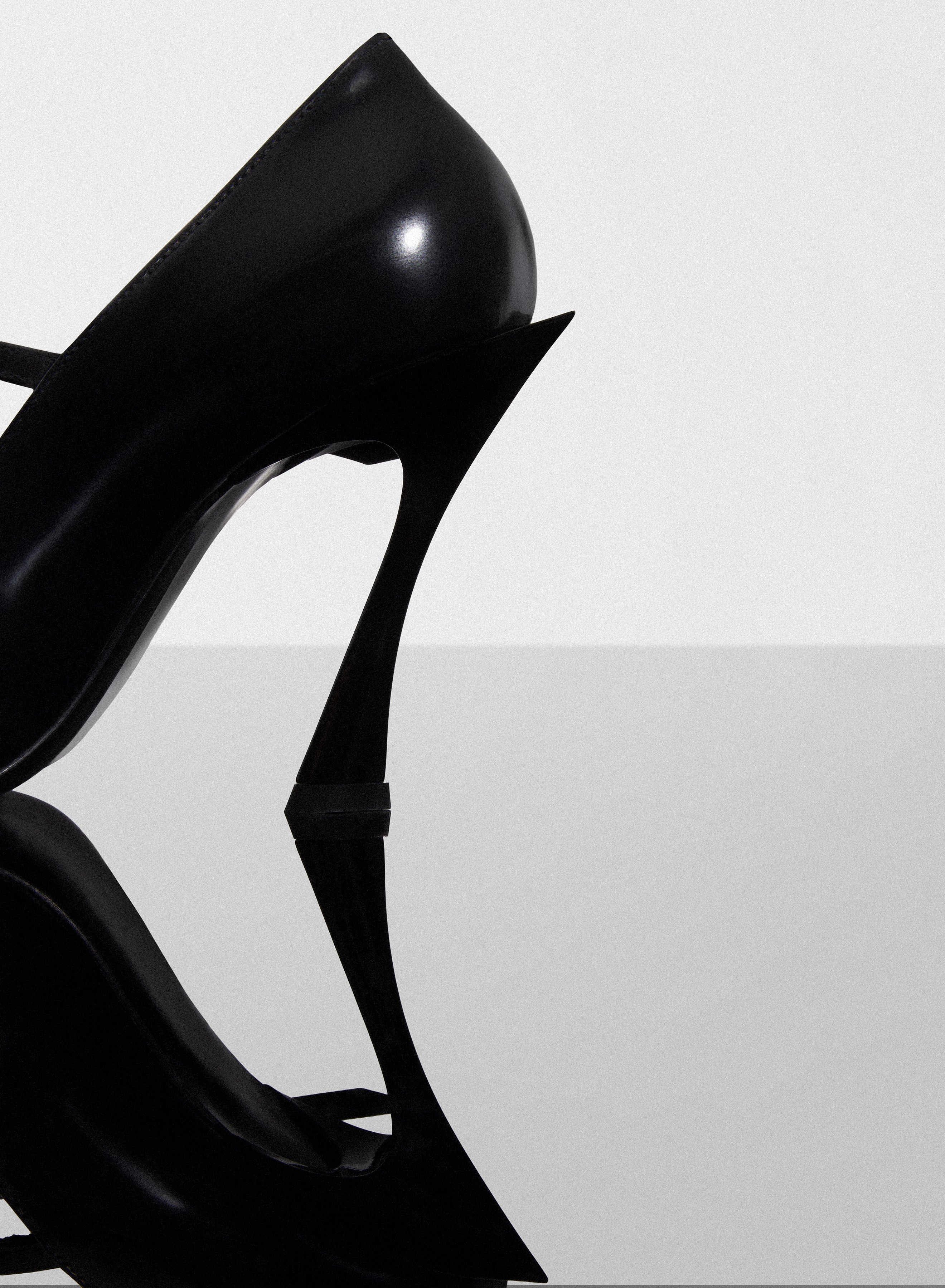 black satin fang 95 pump with strap - 3