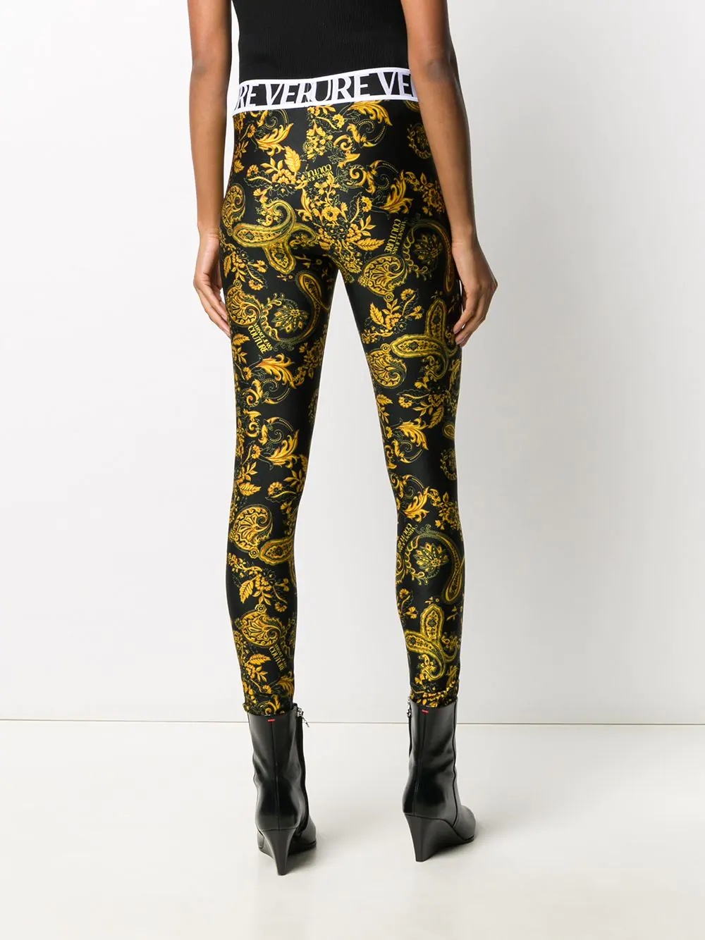 baroque-print slim-fit leggings  - 4