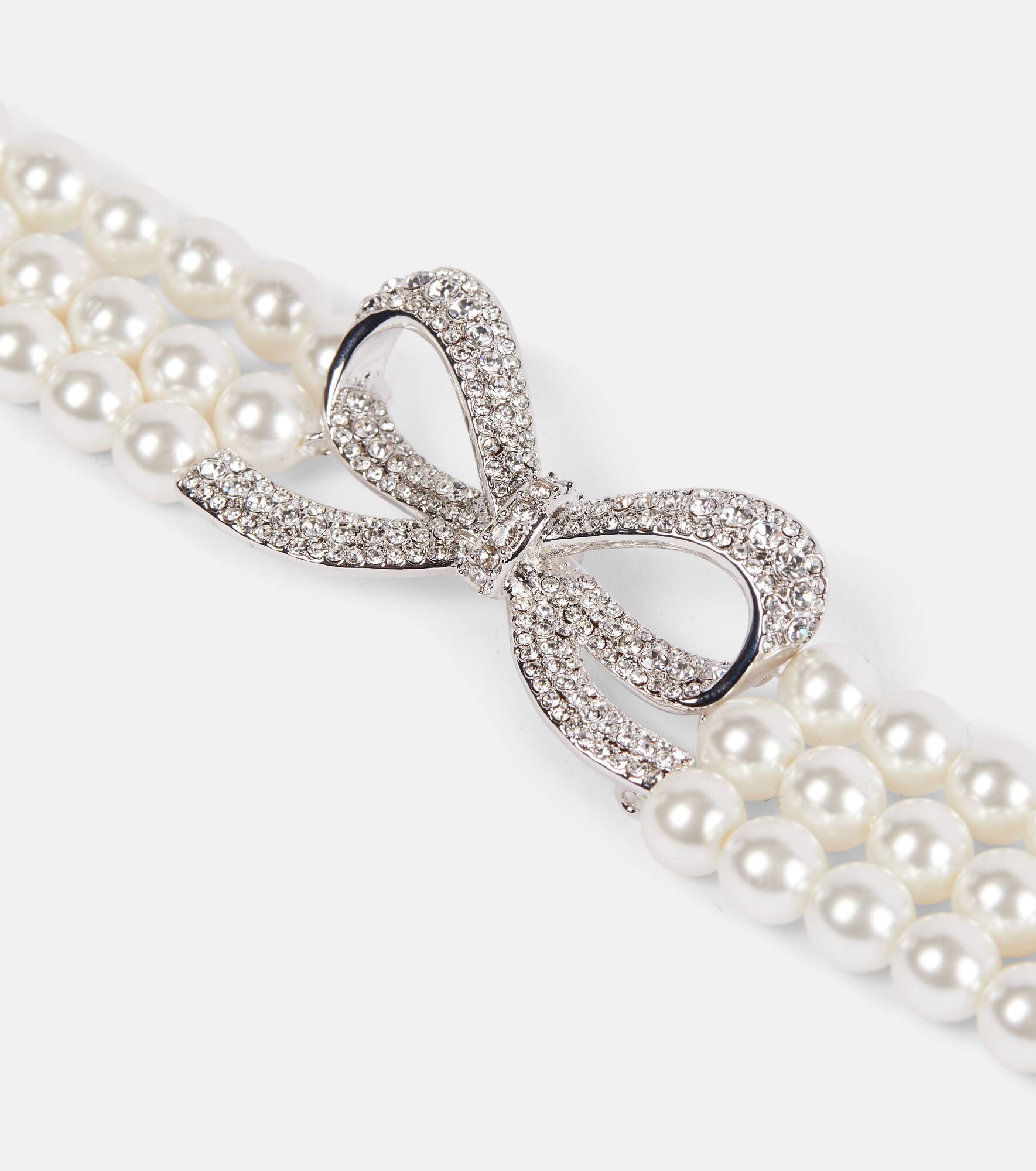 Embellished bow-detail faux pearl choker - 4