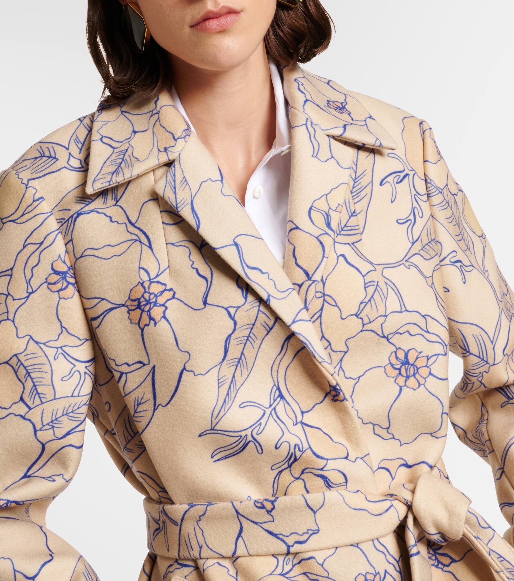 Floral wool-blend trench coat - 4