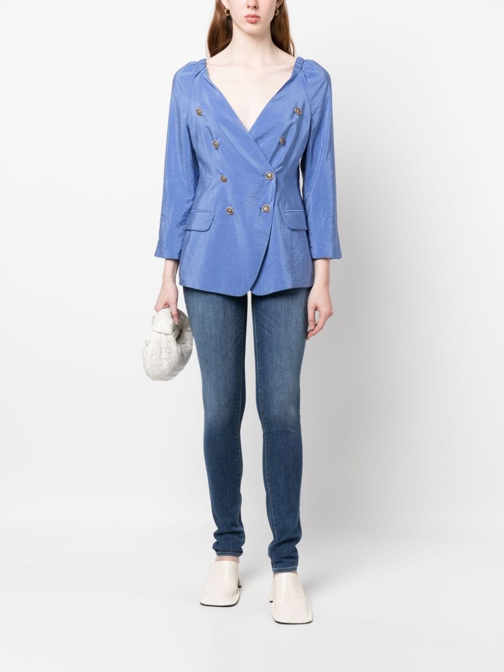 double-breasted silk jacket - 2