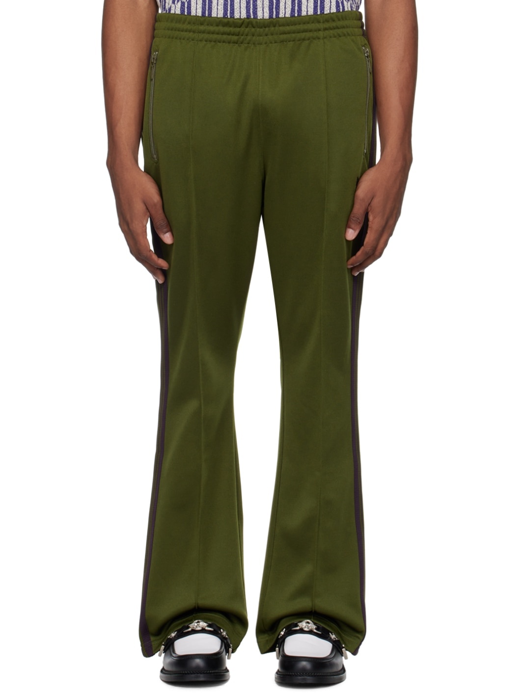 Khaki Bootcut Track Pants - 1