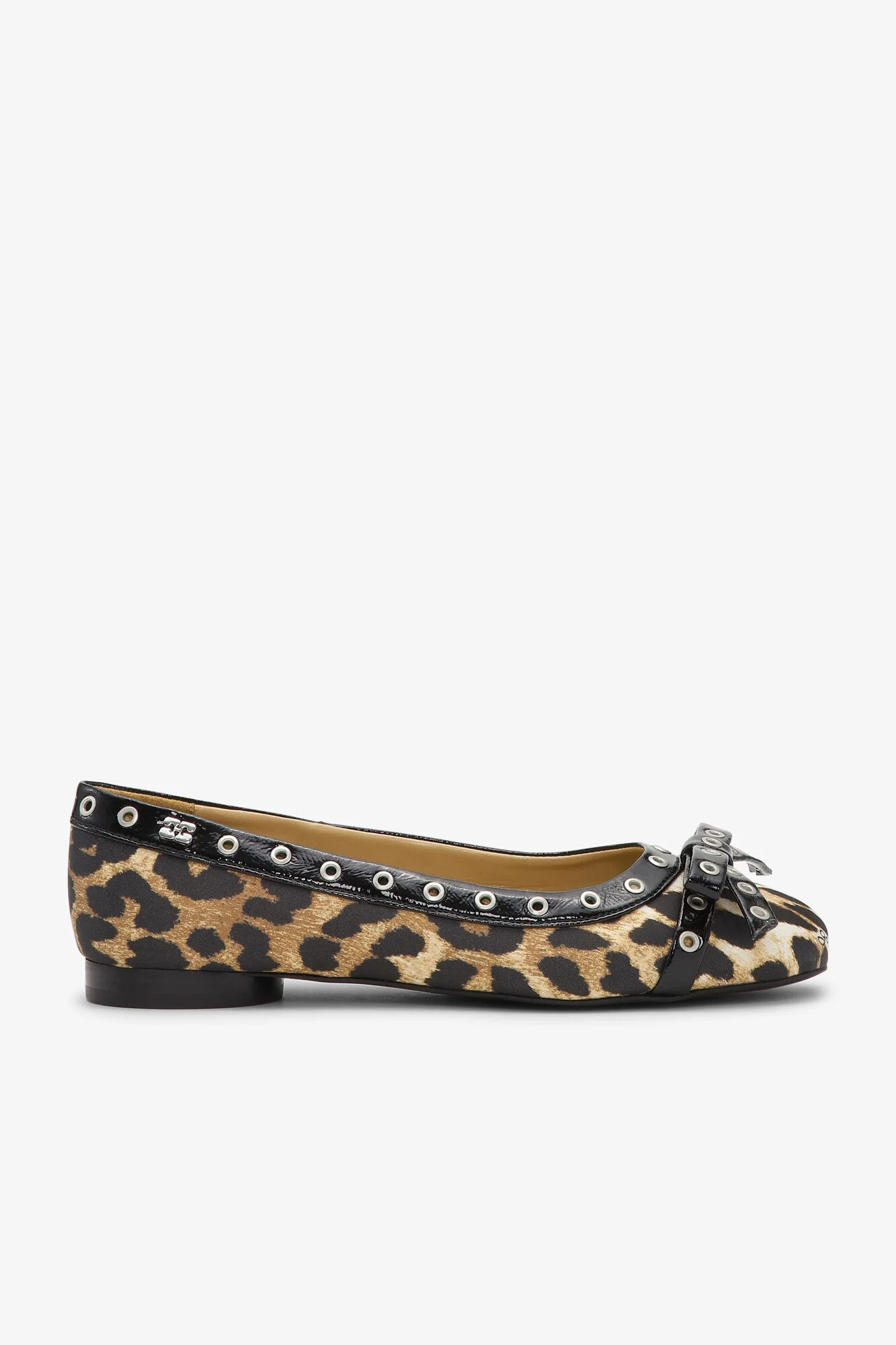 LEOPARD EYELET BOW BALLERINAS - 1