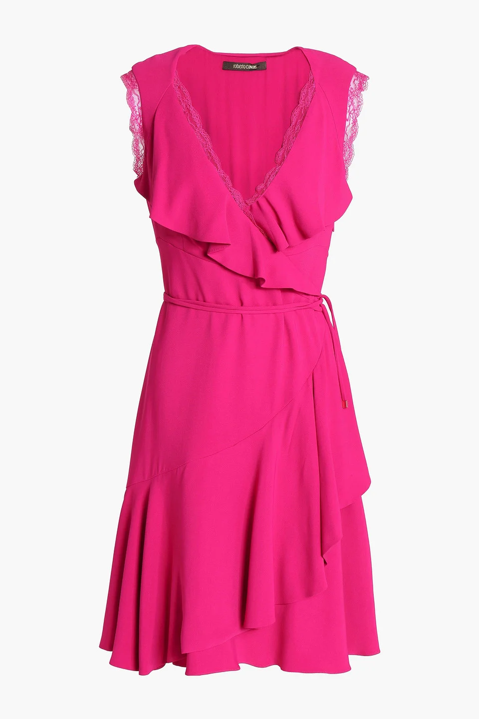 Wrap-effect ruffled crepe dress - 1