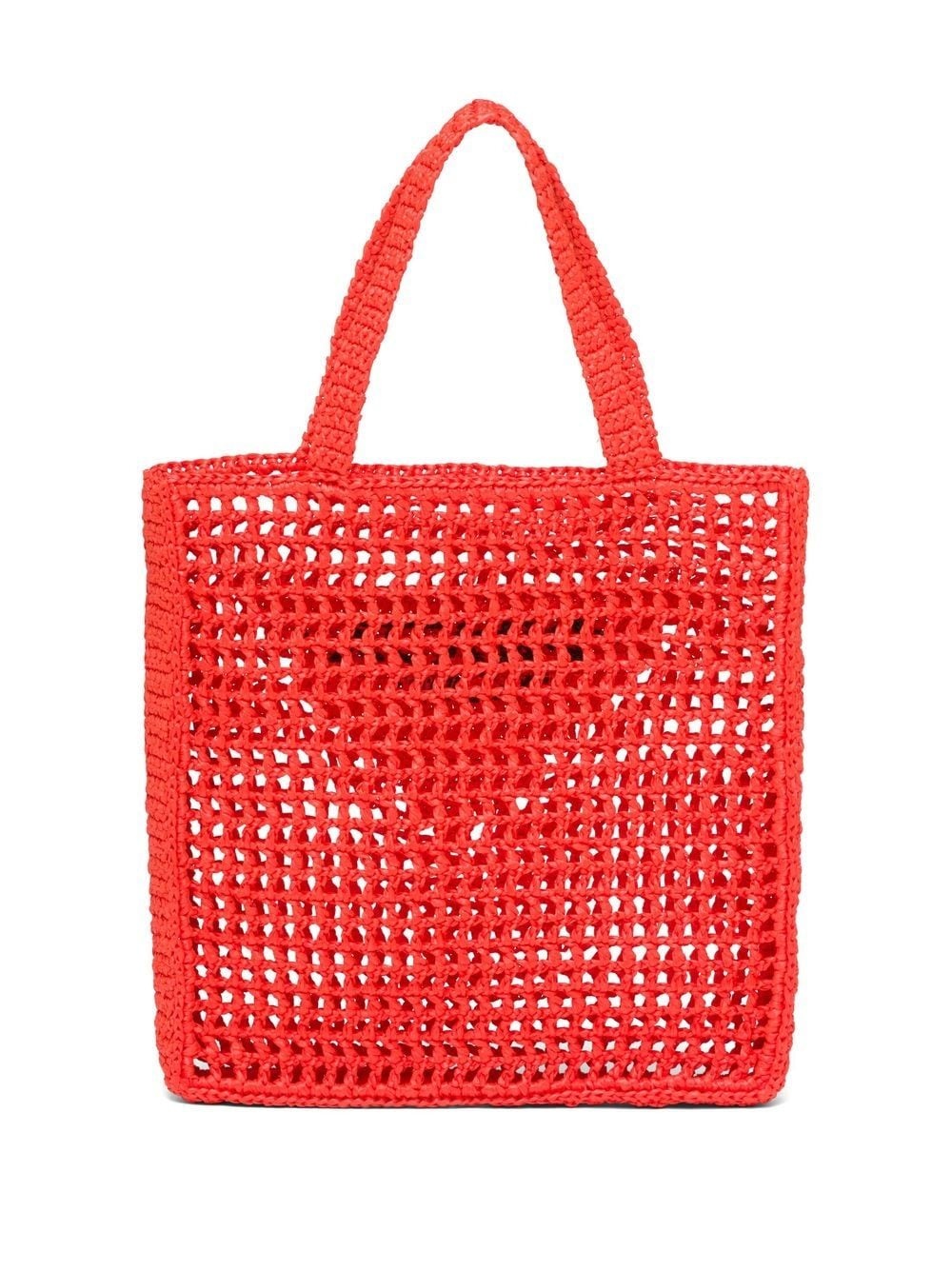 triangle-logo crochet rafia tote bag - 2