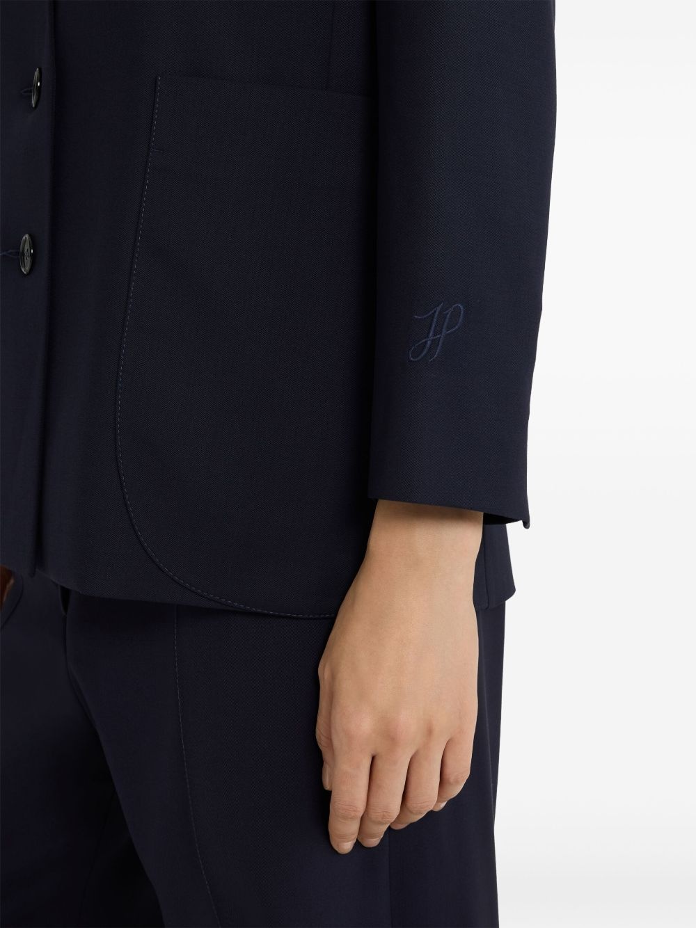 collarless twill jacket - 5
