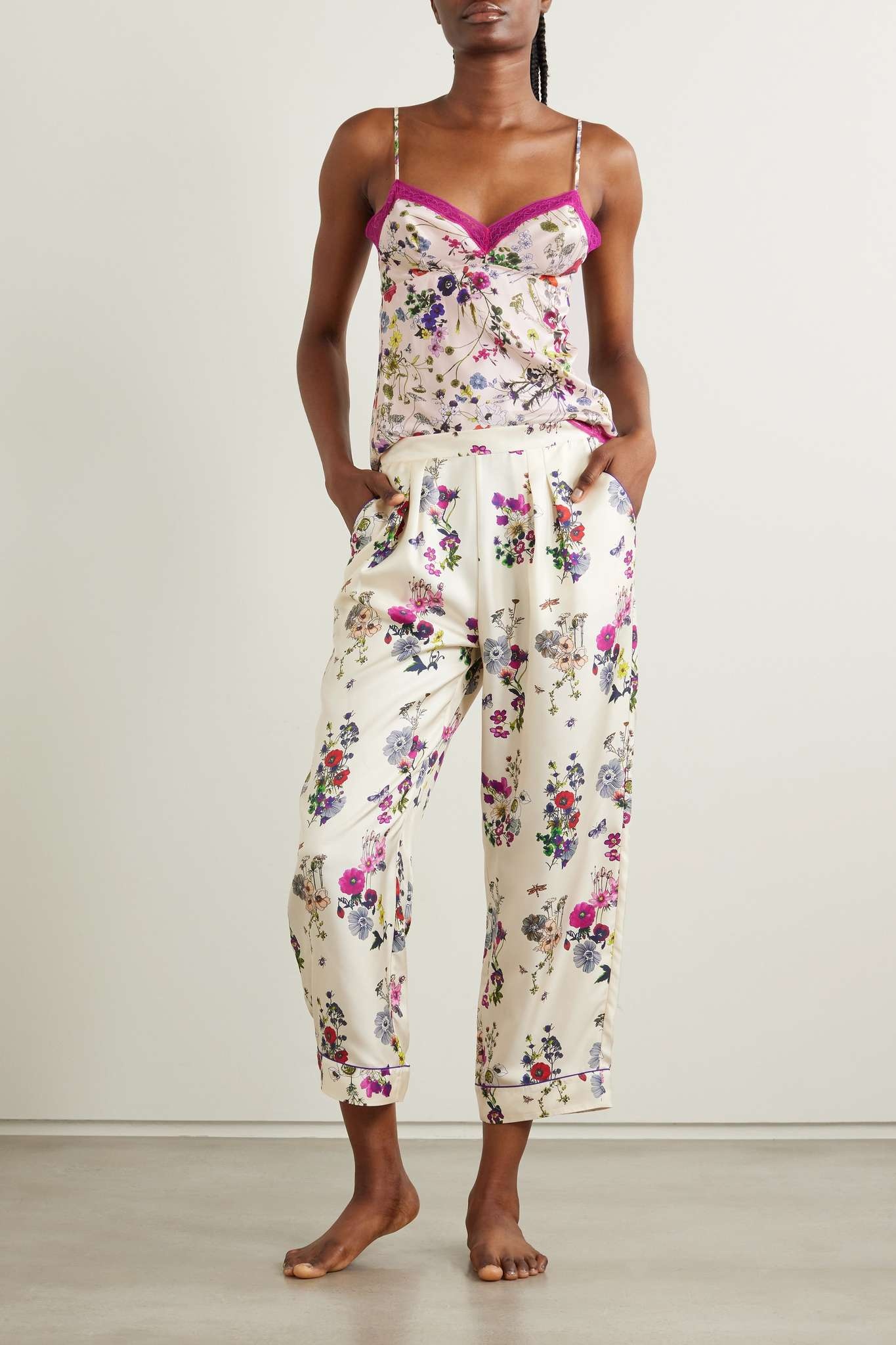 Herbier Camomille floral-print silk-twill pyjama pants - 2