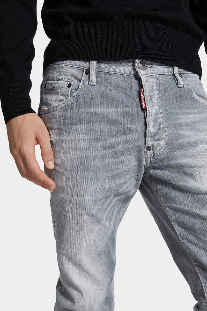 BRUSHED GREY WASH SKATER JEANS - 5