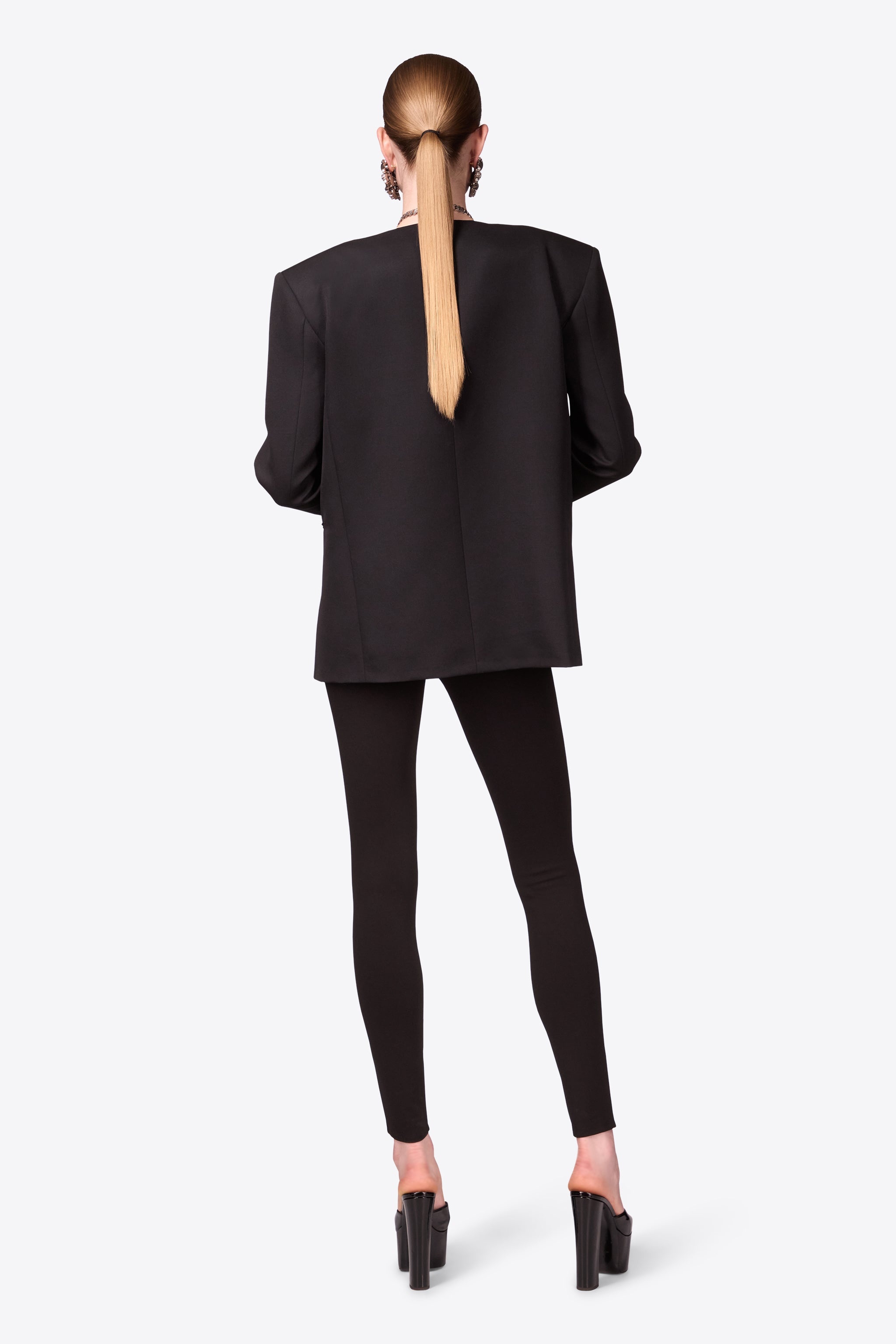 CRYSTAL BROOCH COLLARLESS BLAZER - 6