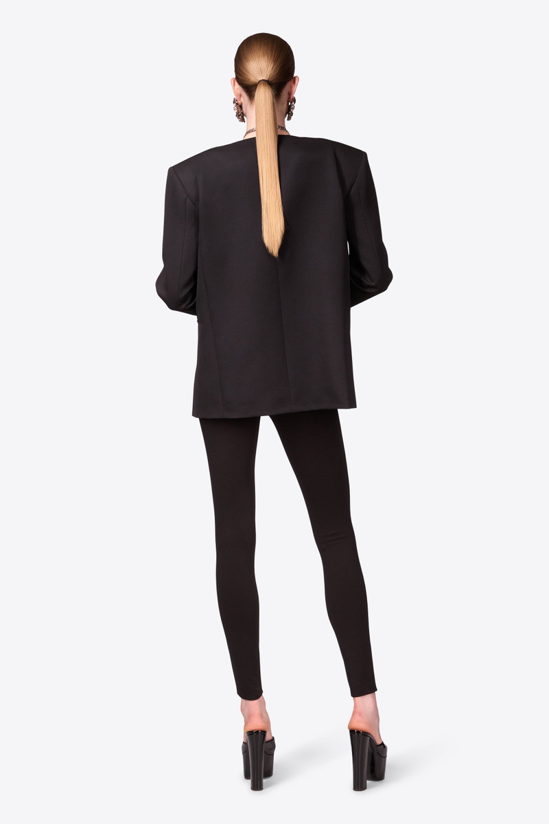 CRYSTAL BROOCH COLLARLESS BLAZER 6