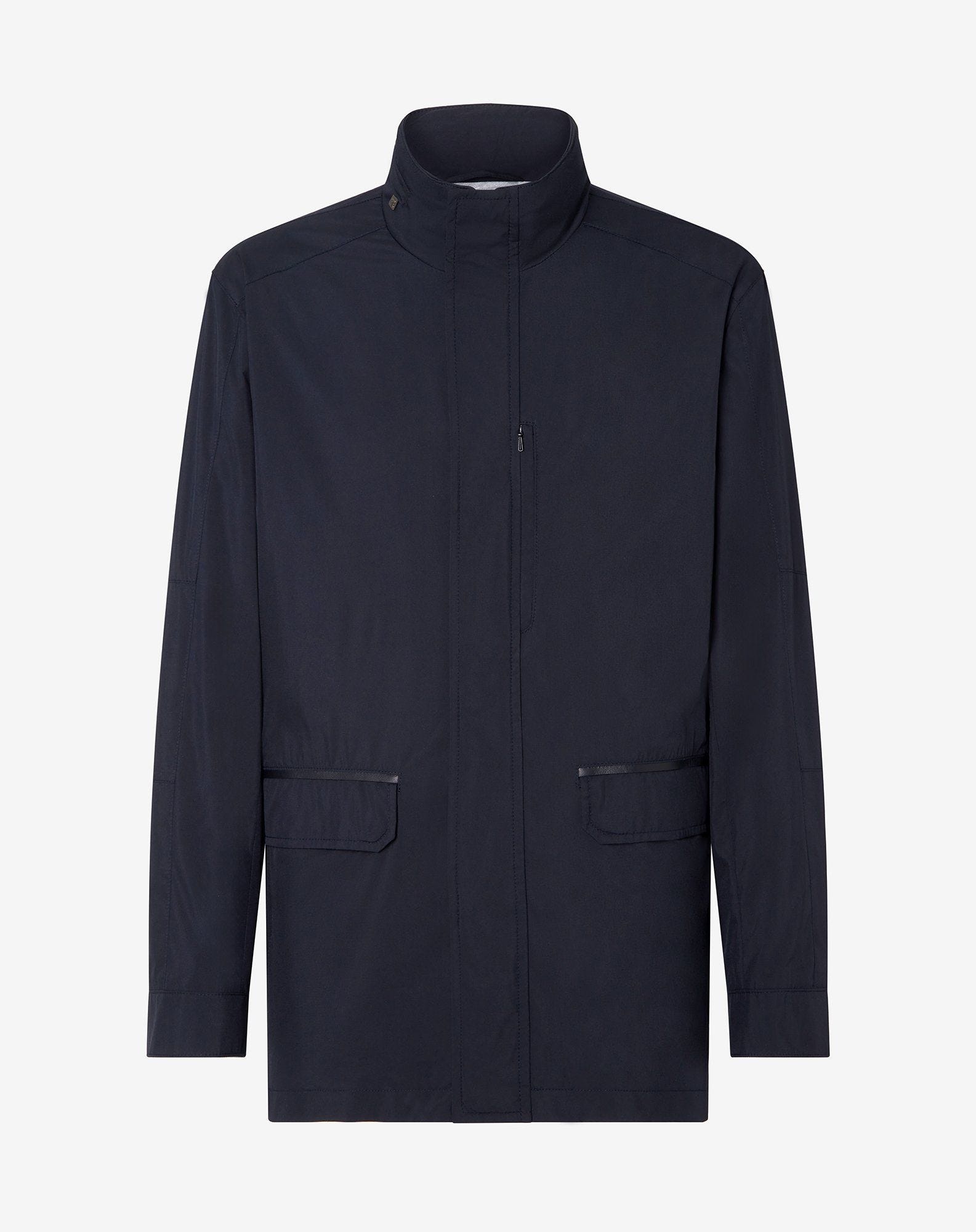 Navy blue technical poplin field jacket - 1