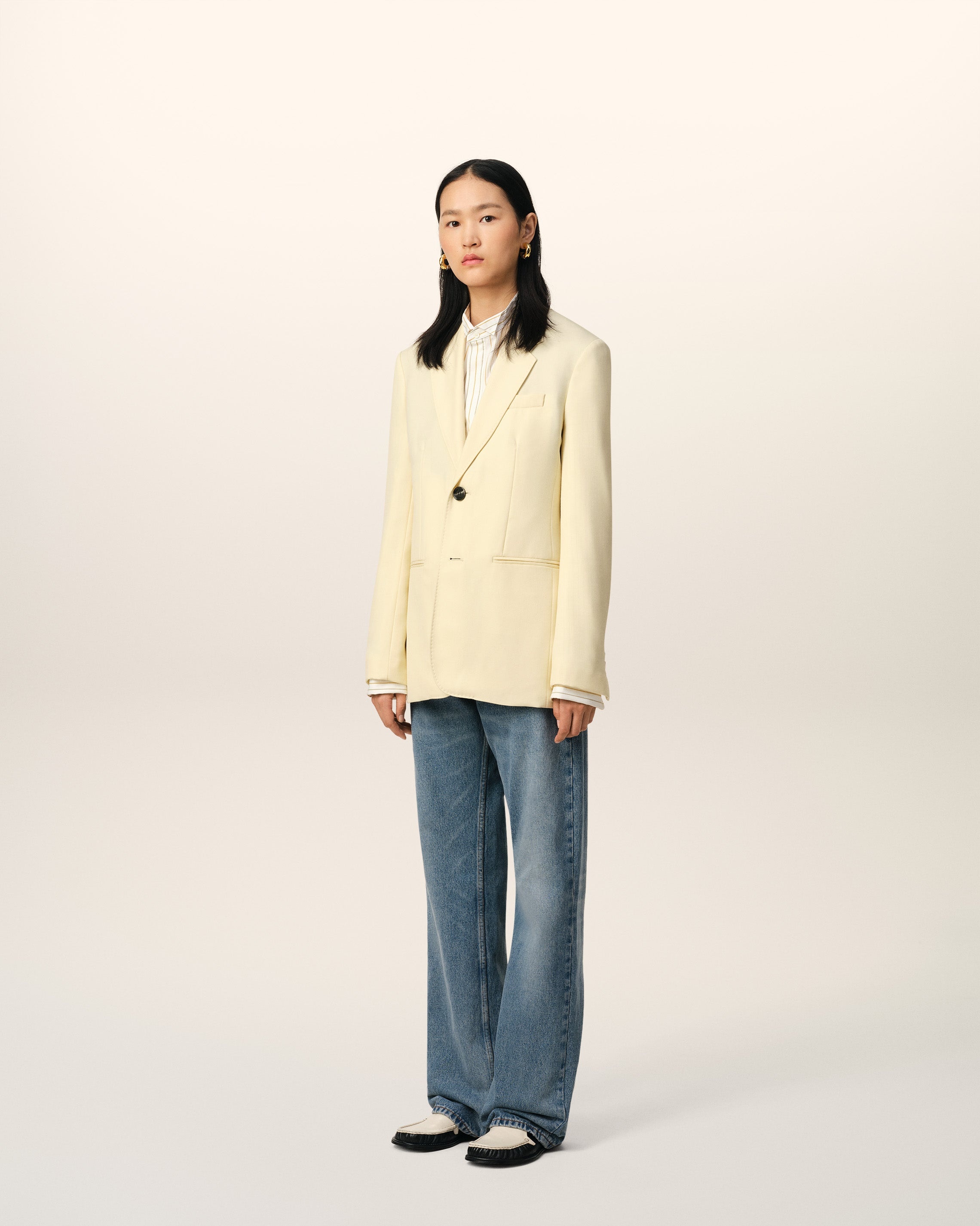 YELLOW WOOL SEMI-LINED JACKET - 5