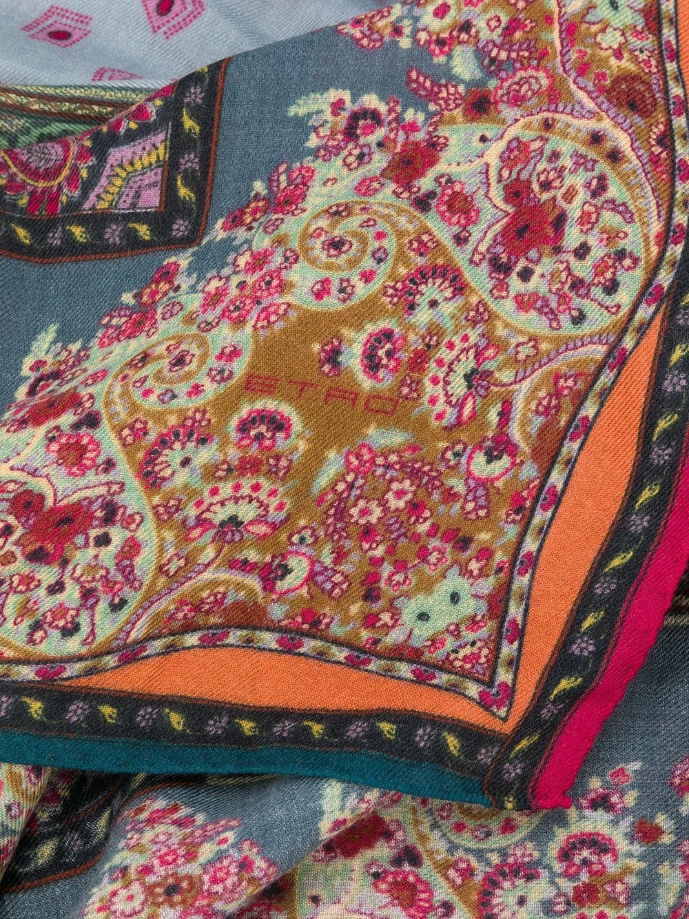 paisley silk-wool scarf - 3