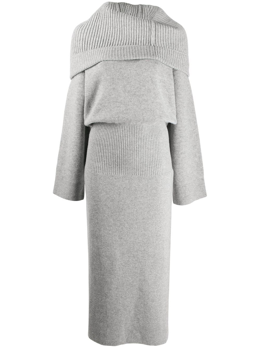 draped neck knit dress - 1