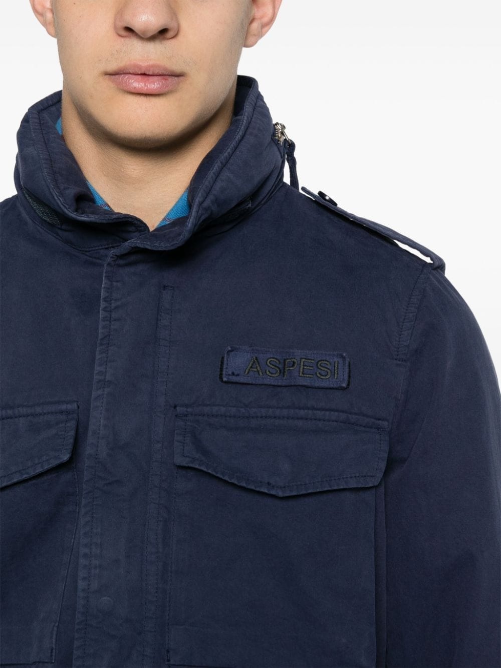 logo-appliquÃ© cotton jacket - 5