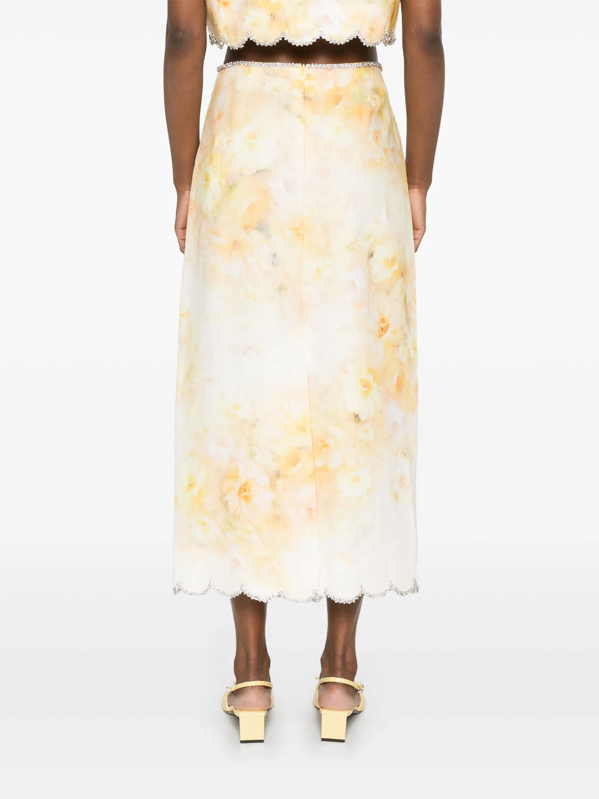 Crush scalloped midi skirt - 4