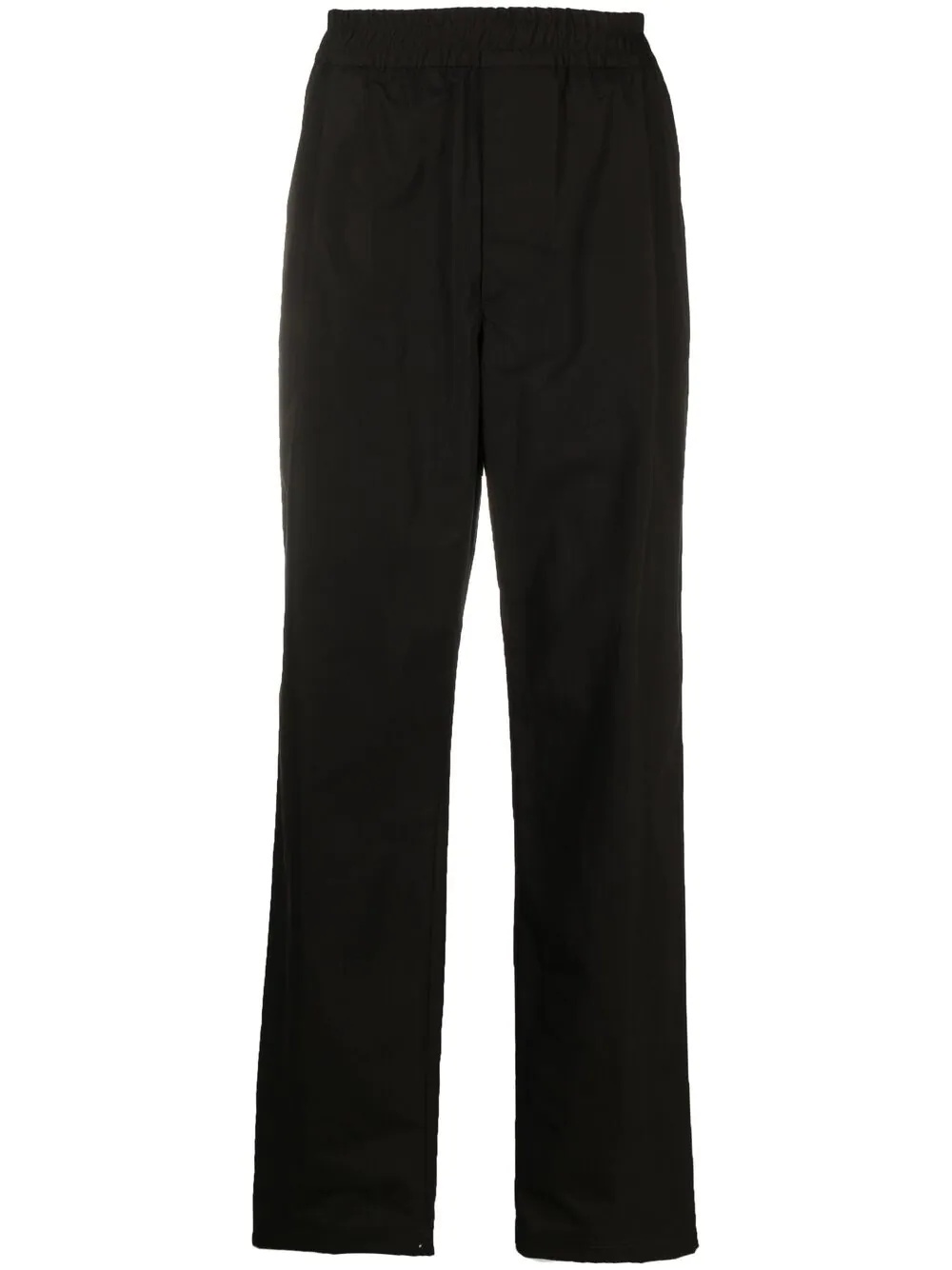 elasticated-waistband straight-leg trousers - 1