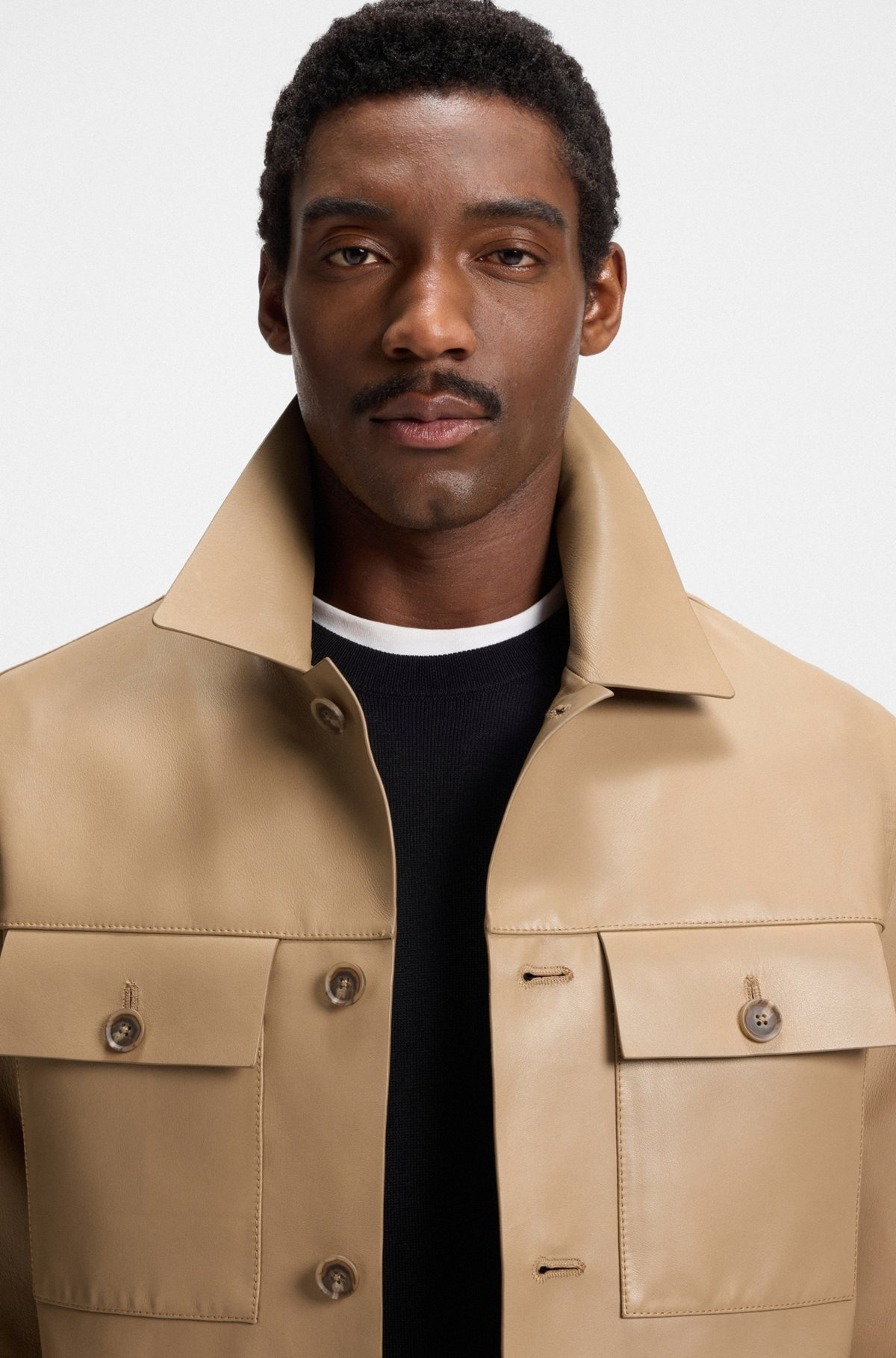 SHIRT-STYLE LEATHER JACKET WITH FLAP POCKETS - 5