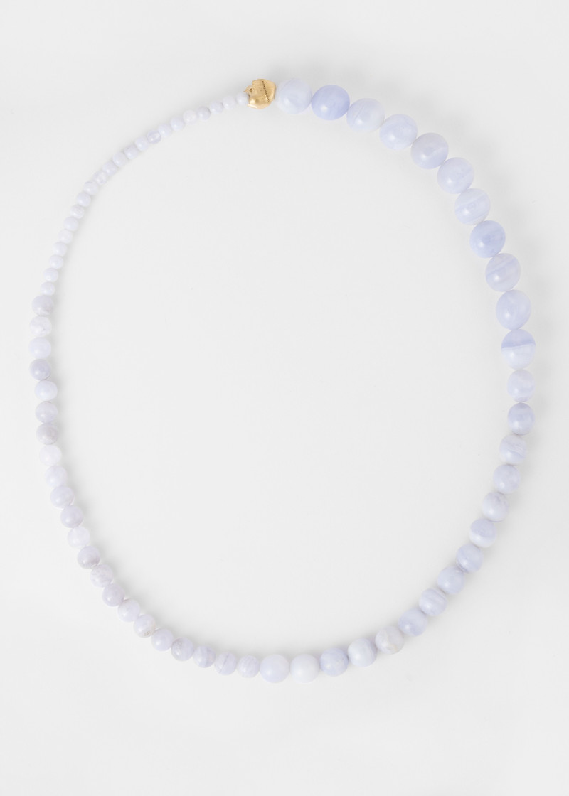 Paul Smith Men's Blue Lace Agate & Gold Vermeil Necklace by Completedworks outlook