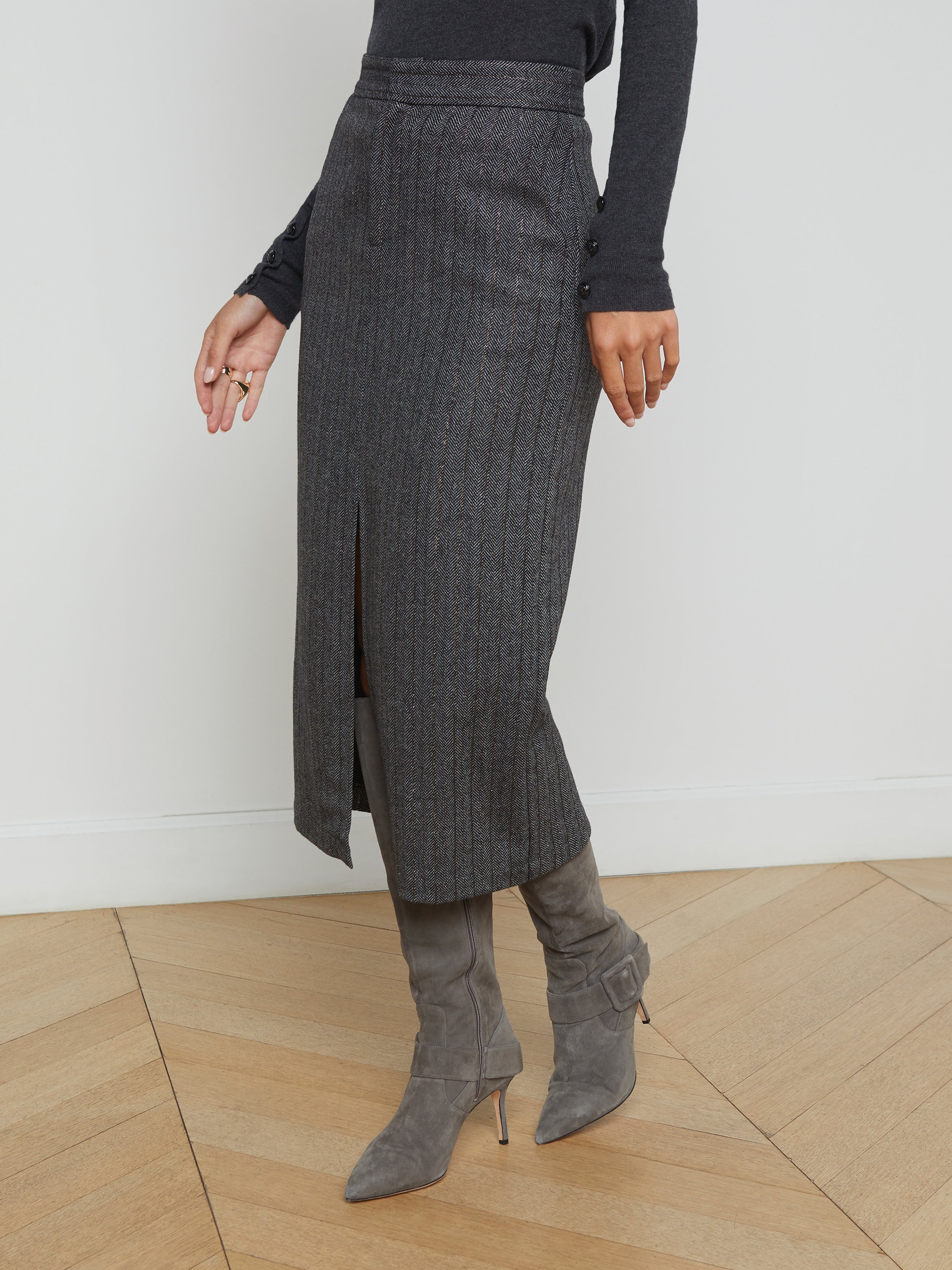 Madonna Pinstriped Midi Skirt - 4