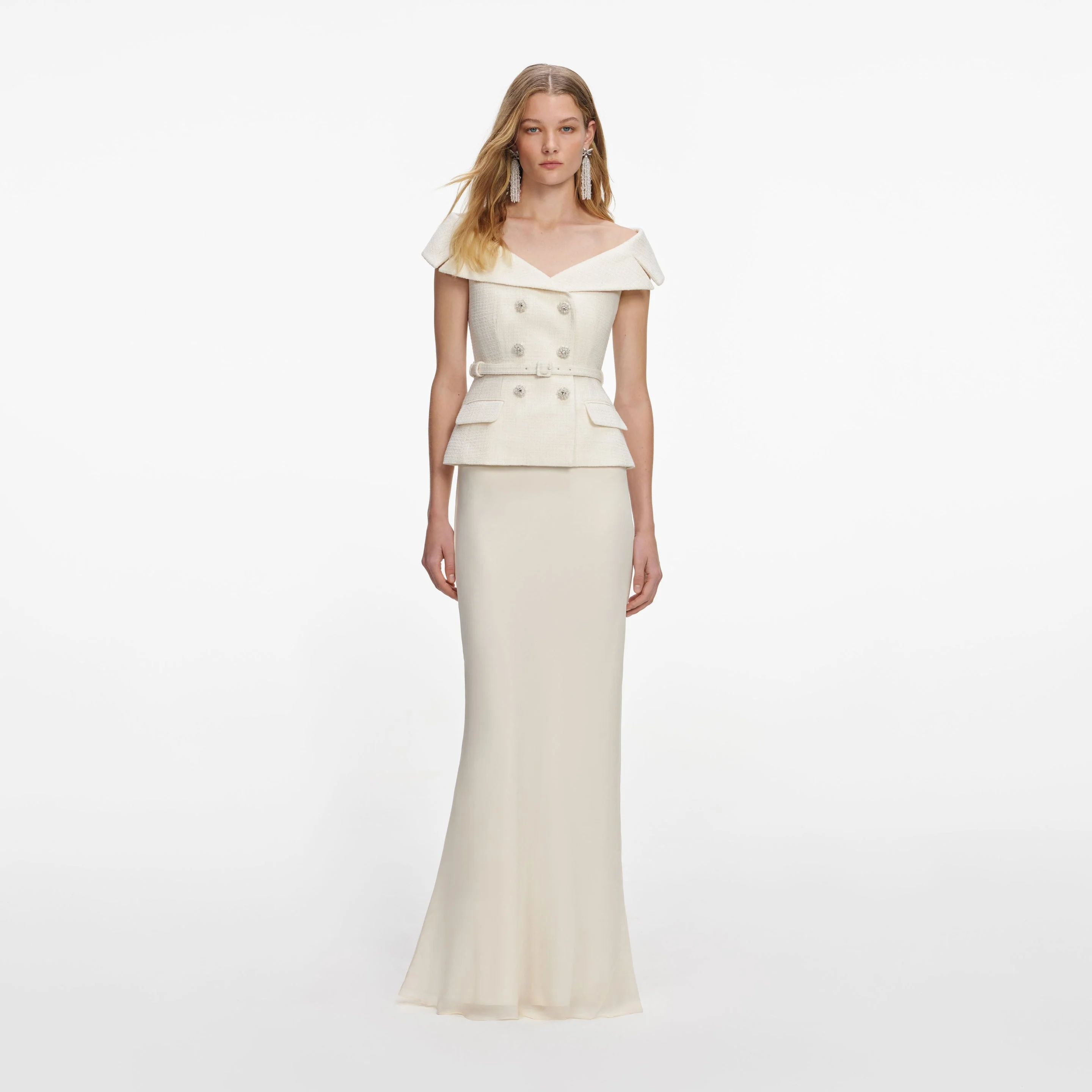 Cream Boucle Maxi Dress - 1