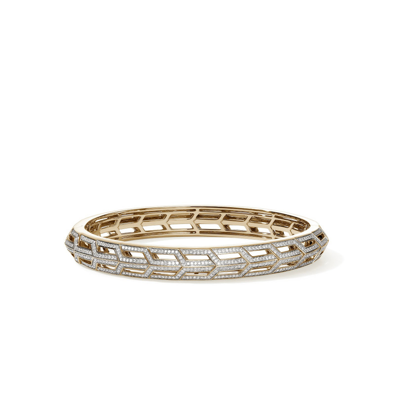 Icon 50 Hinged Bangle, Gold, Diamonds 1