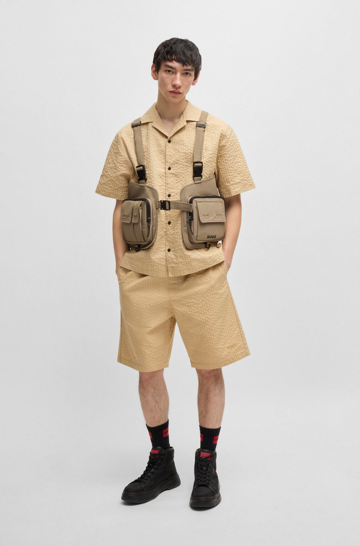 RELAXED-FIT SHORTS IN COTTON SEERSUCKER - 3