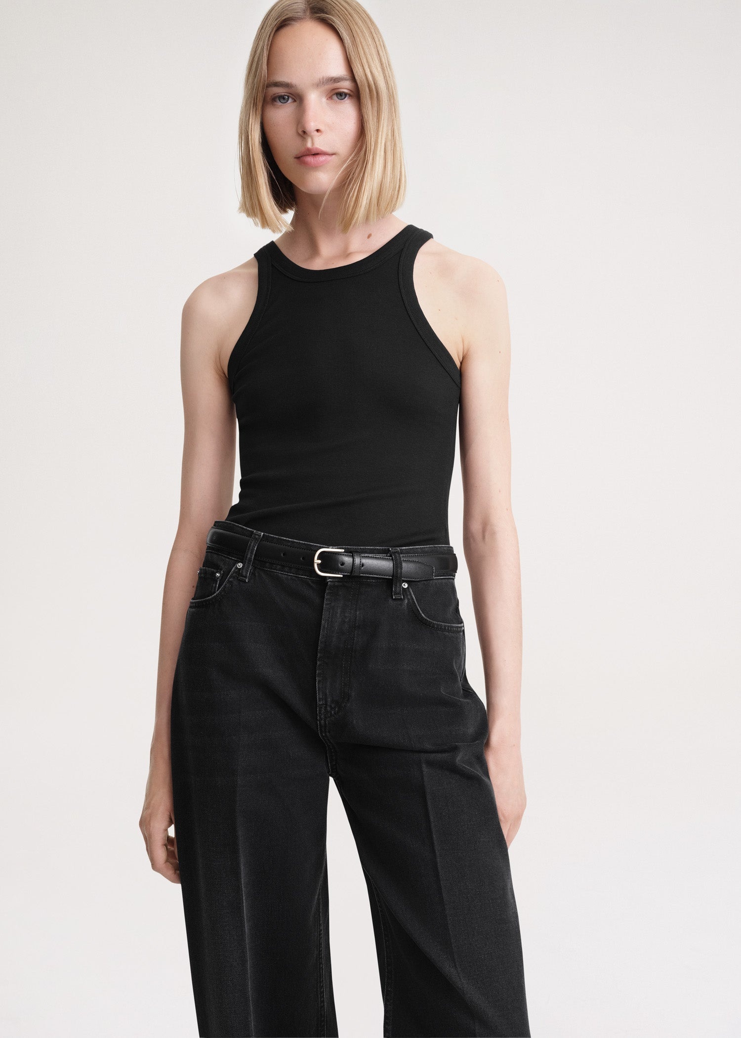 Wide tapered leg denim faded black - 5