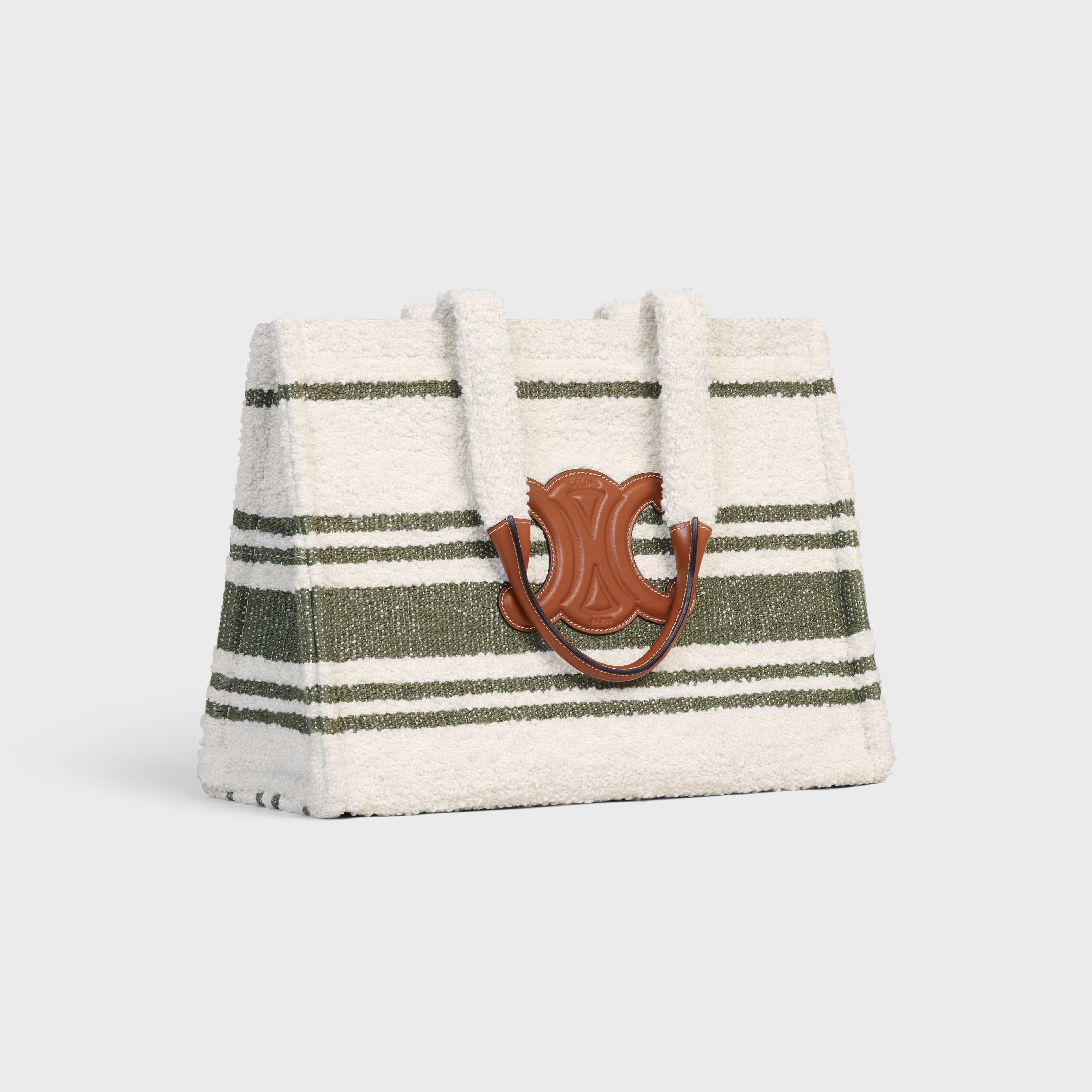 Large Cabas Thais in STRIPED TEXTILE AND CALFSKIN - 2