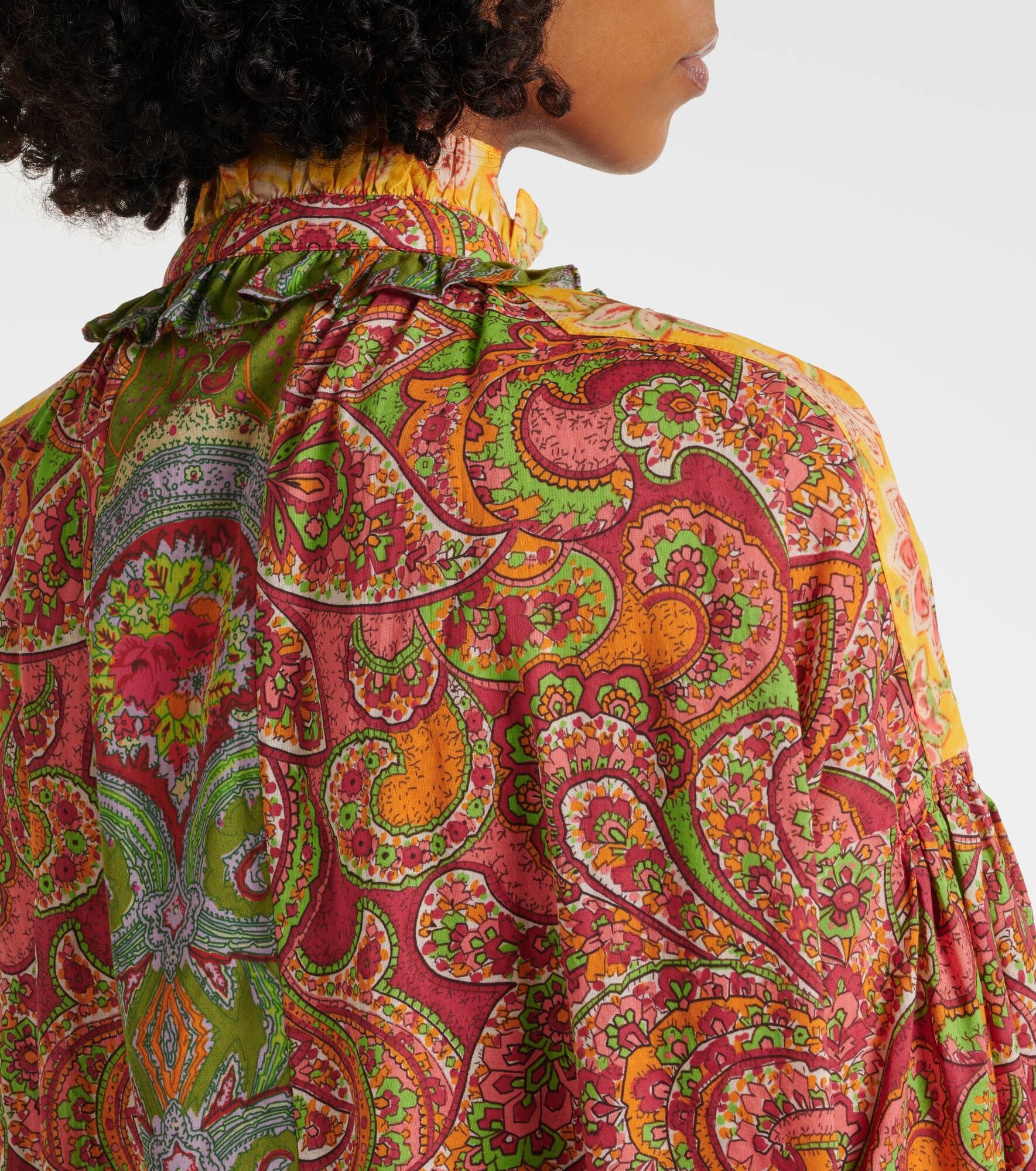 Ruffled paisley cotton minidress - 6