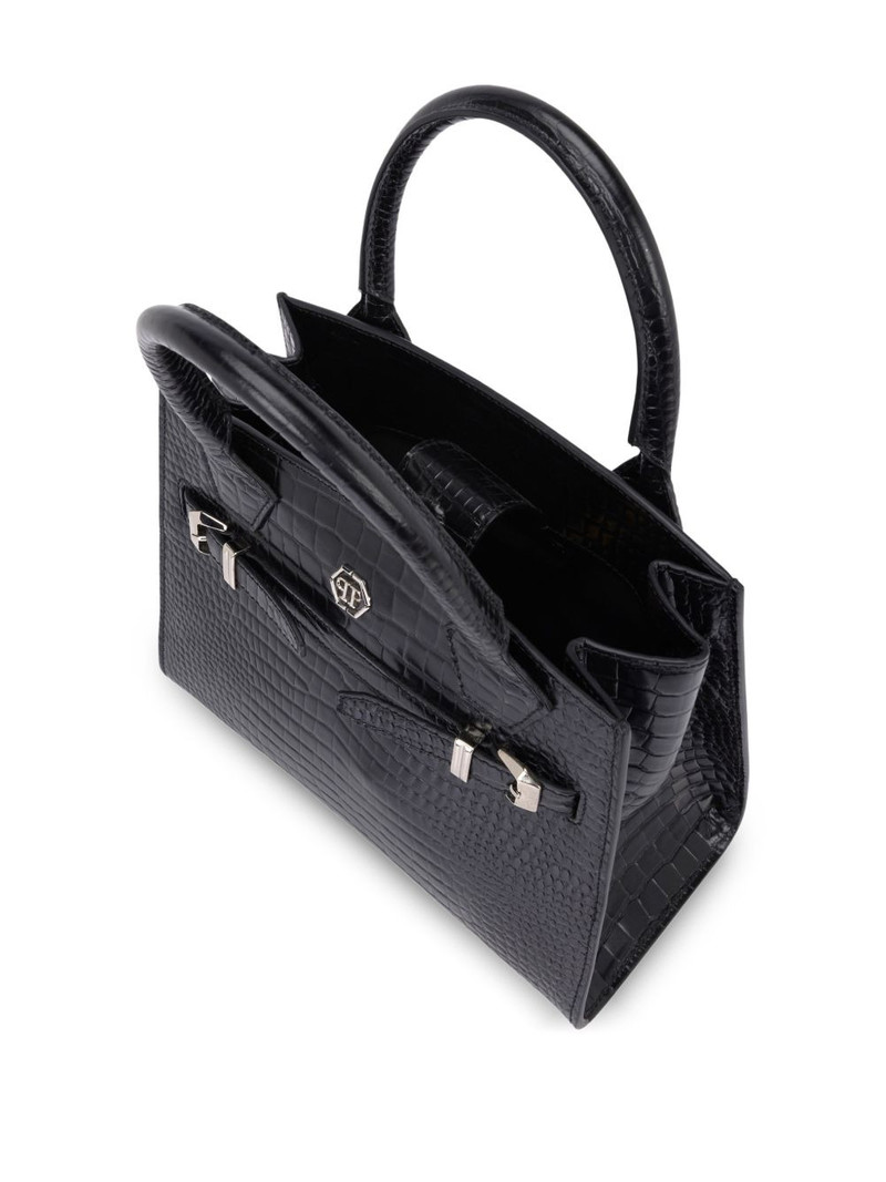small crocodile-effect logo tote bag 3