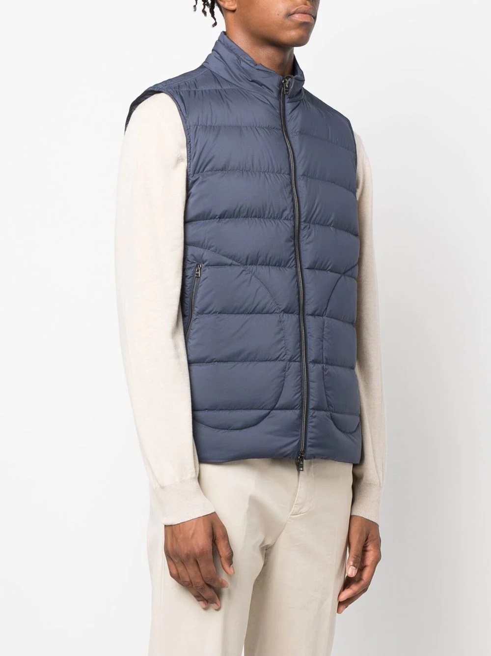 padded zip-up down gilet - 3