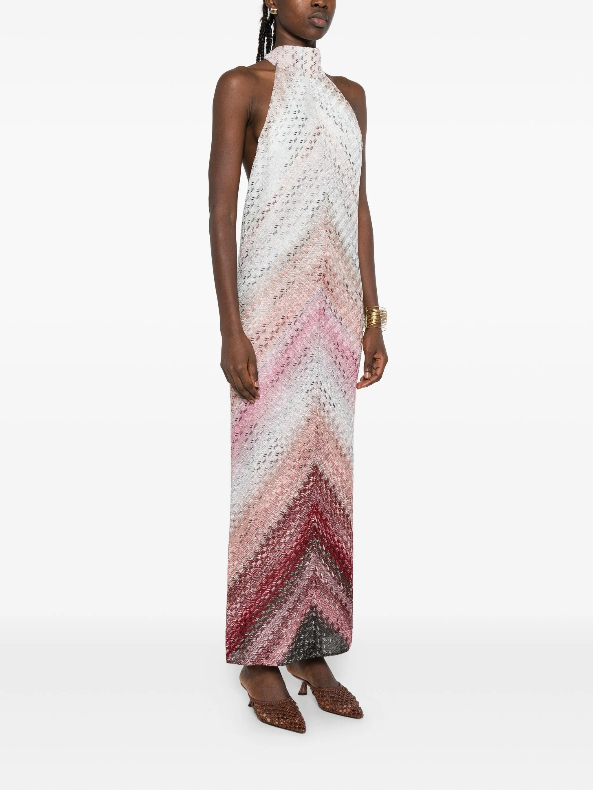 chevron highneck maxi dress - 3