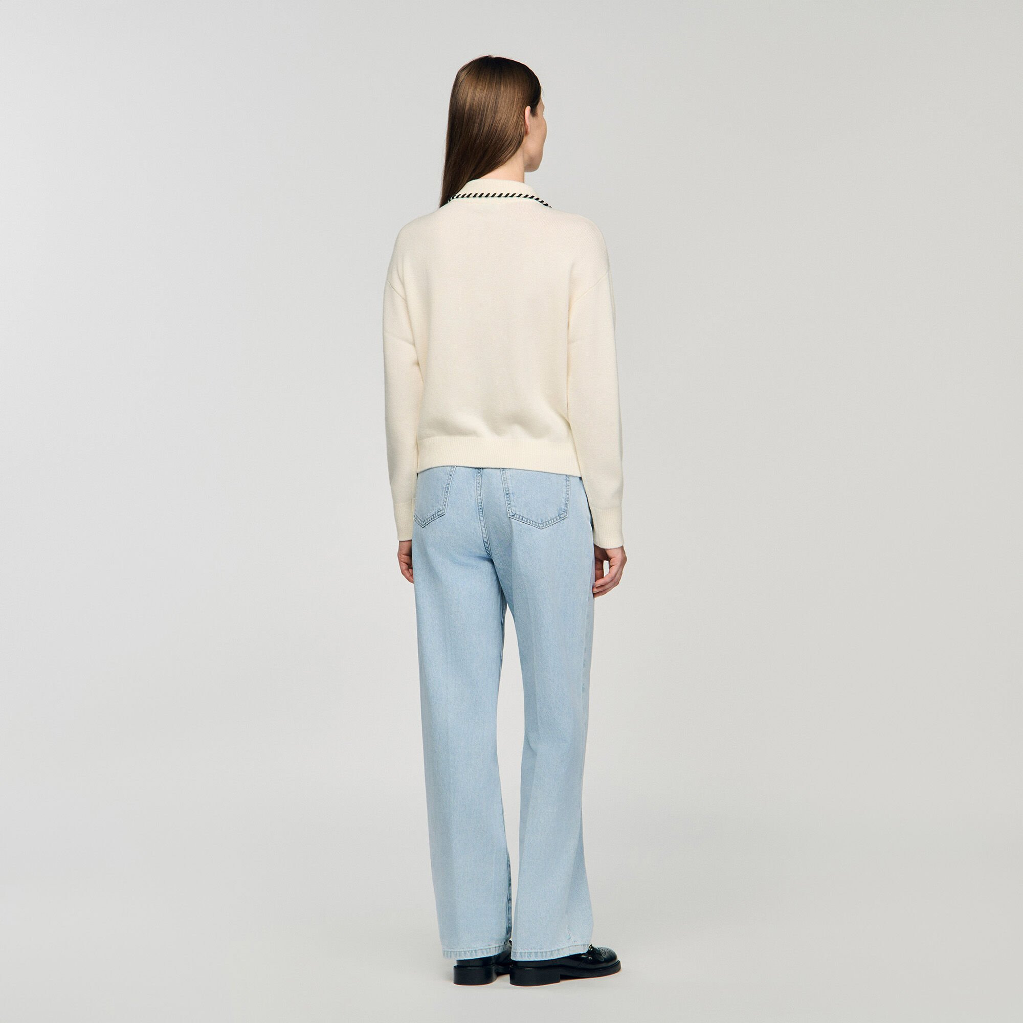 CONTRAST POLO-NECK KNIT SWEATER - 5