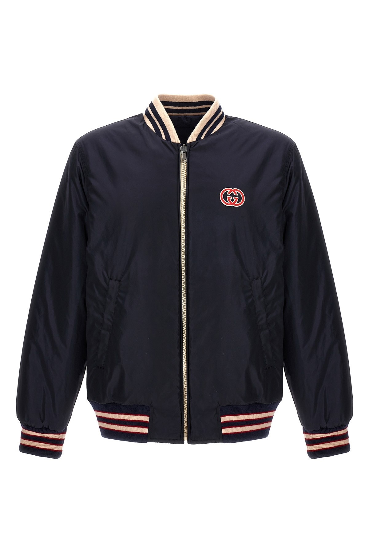 ジャケット・アウター GUCCI Reversible Nylon Bomber Jacket Reversible nylon canvas jacket in dark blue | GUCCI® US