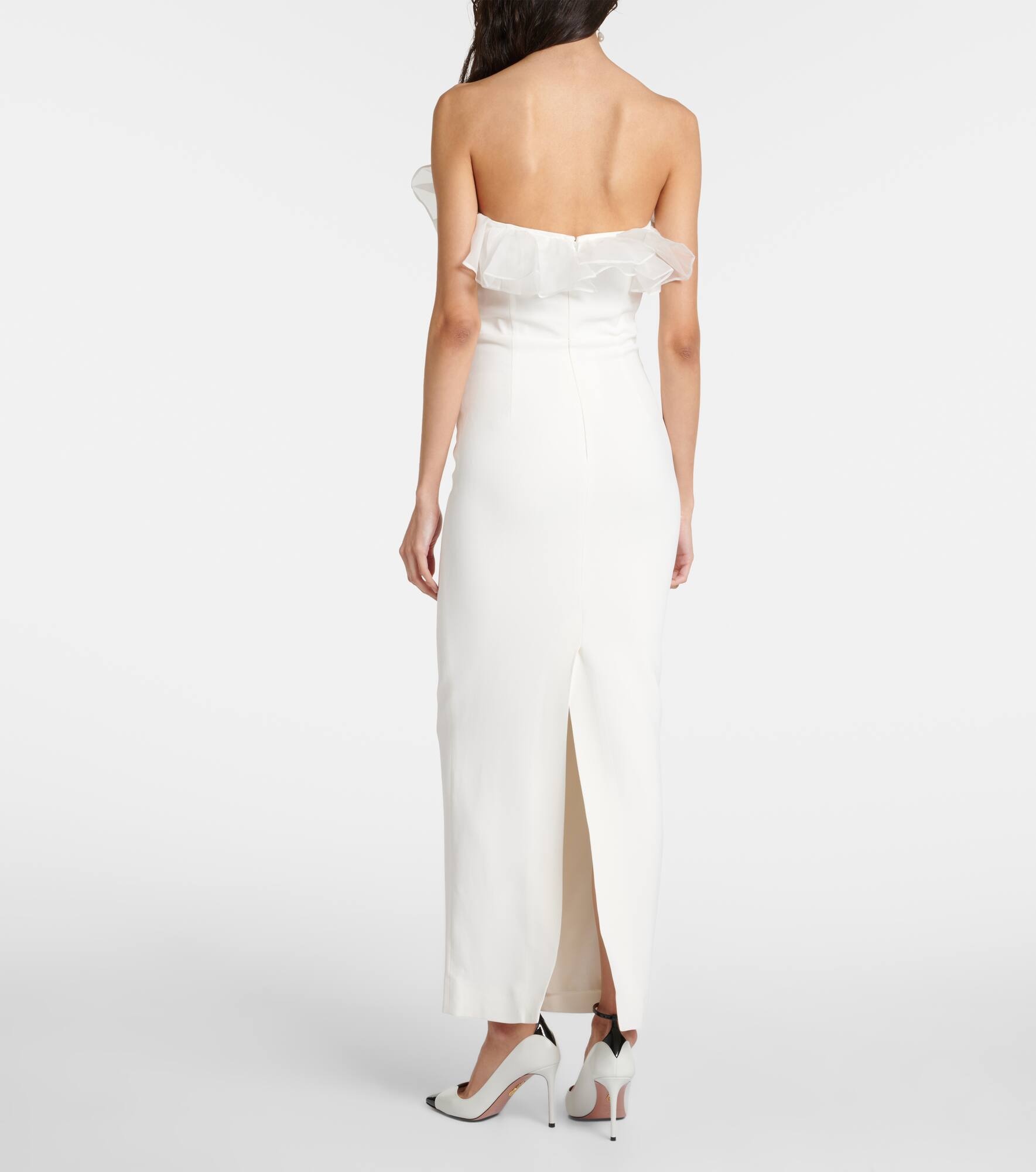 Organza-trimmed cady bustier gown - 3
