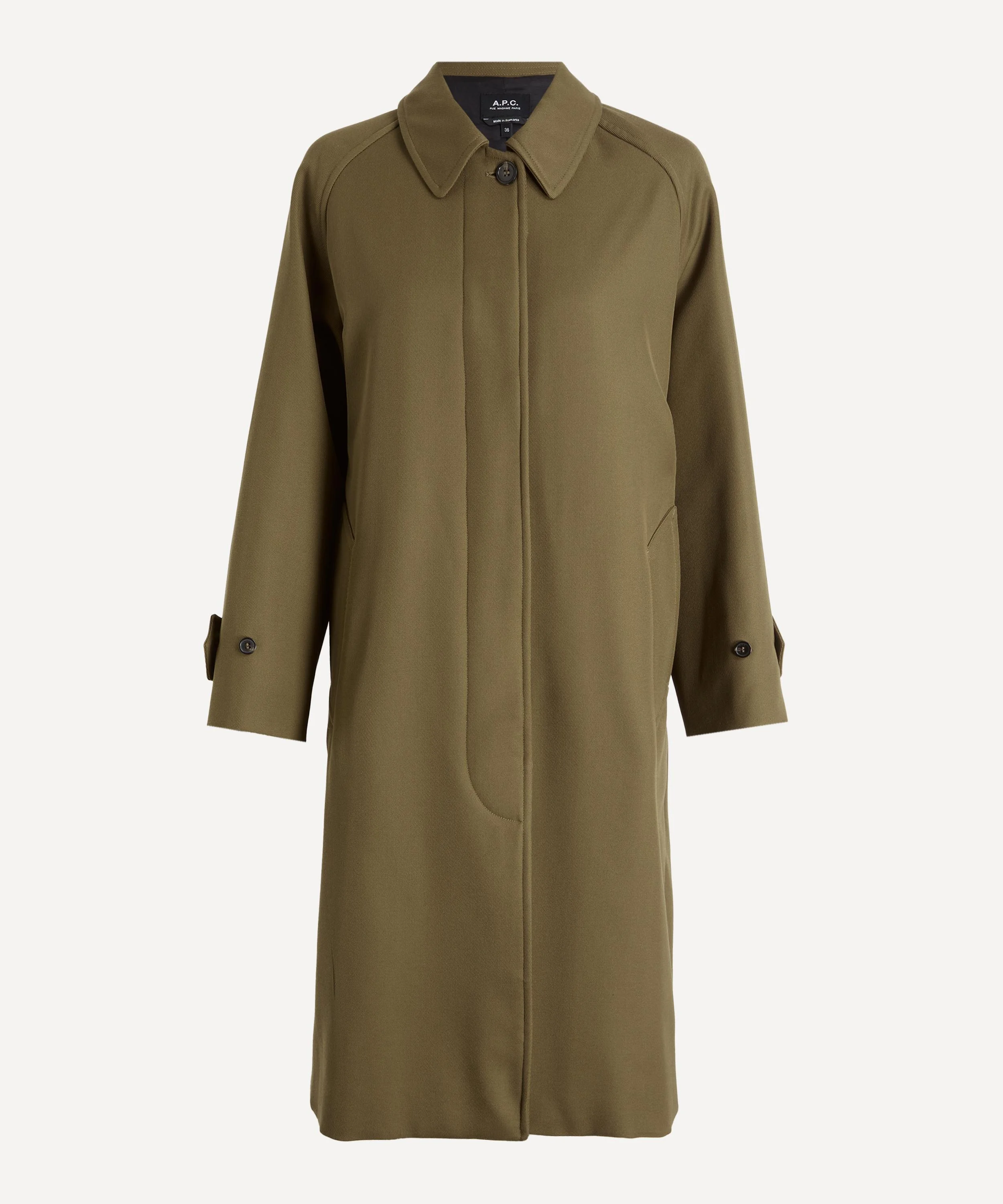 Khaki Water-Repellent Wool Mac - 1