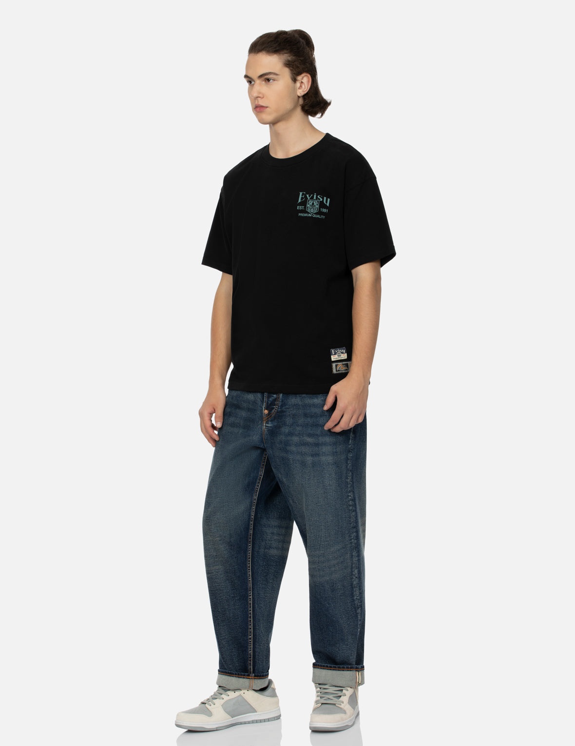 WASHED LOGO AND GODHEAD SLOT COATED RELAX FIT JEANS - 4