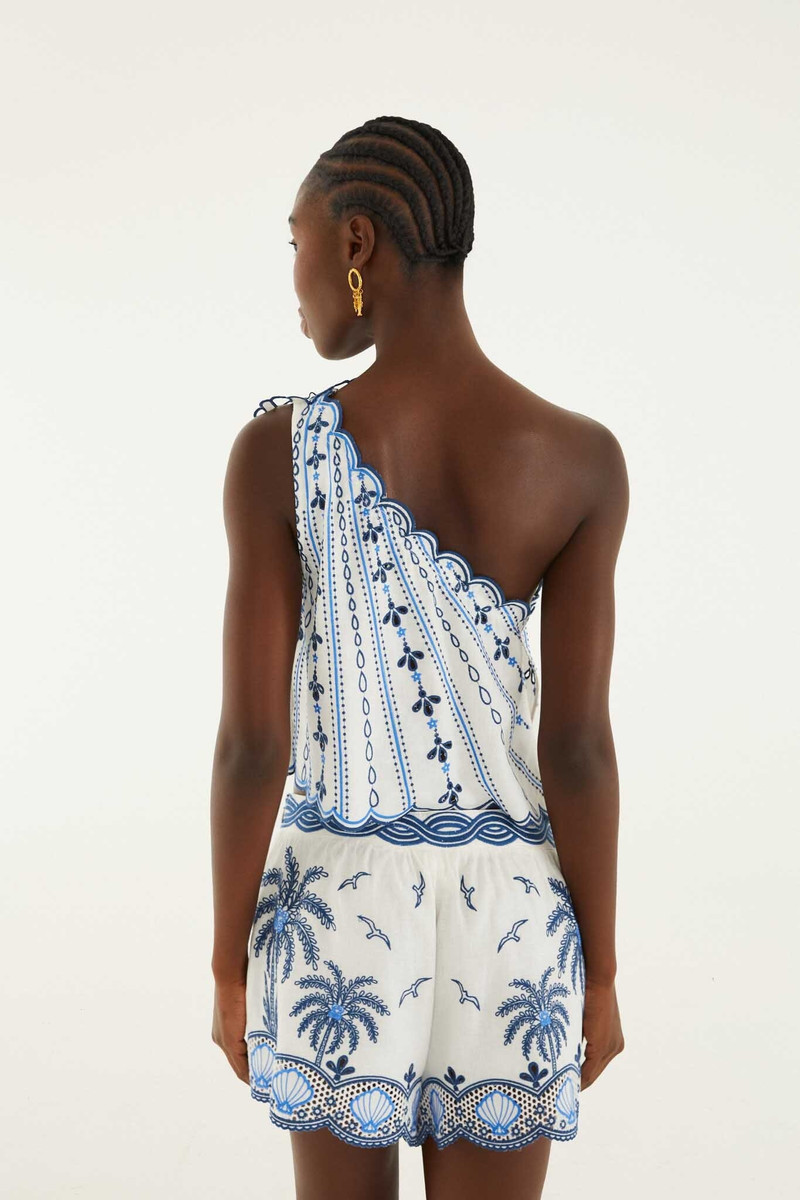 One Shoulder 3D Blouse With Embroidery 3