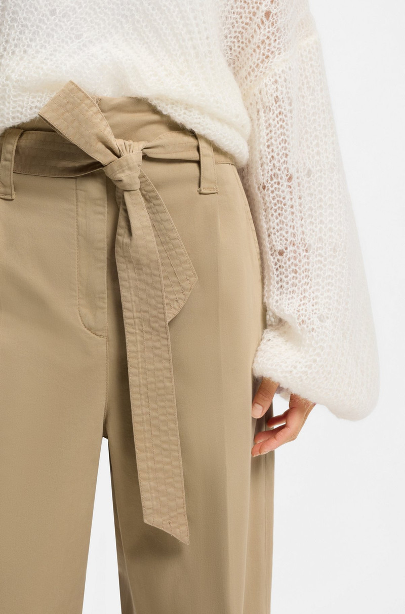 BELTED WIDE-LEG PANTS IN STRETCH-COTTON TWILL 5