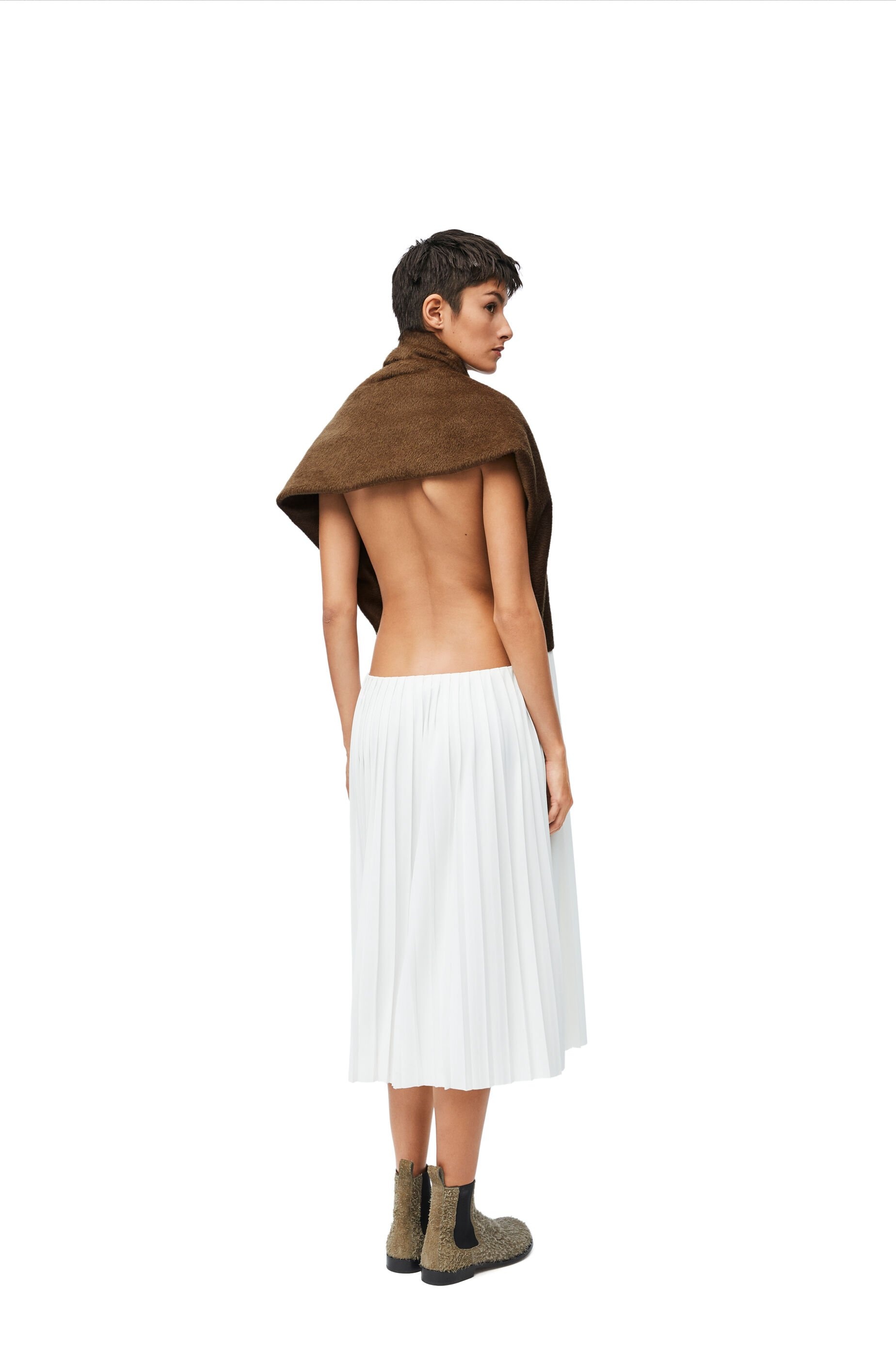 Dress in llama, wool and technical satin - 3