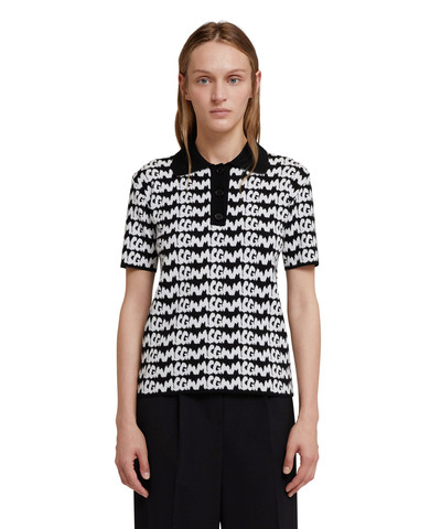 MSGM Viscose polo shirt with new jaquard brushstroke logo all over outlook