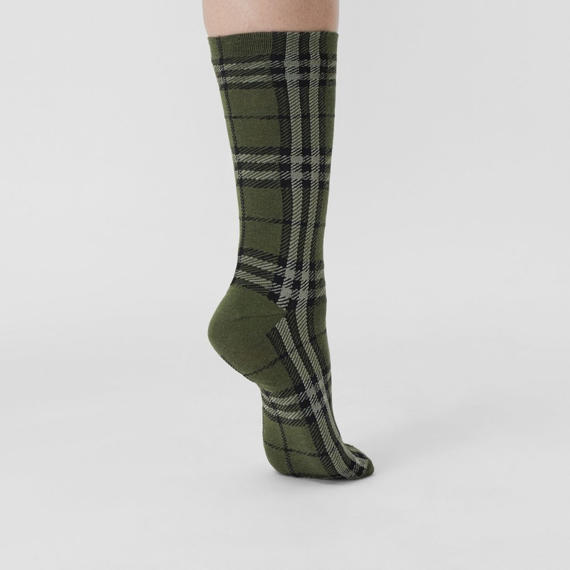 Check Cotton Cashmere Blend Socks 3