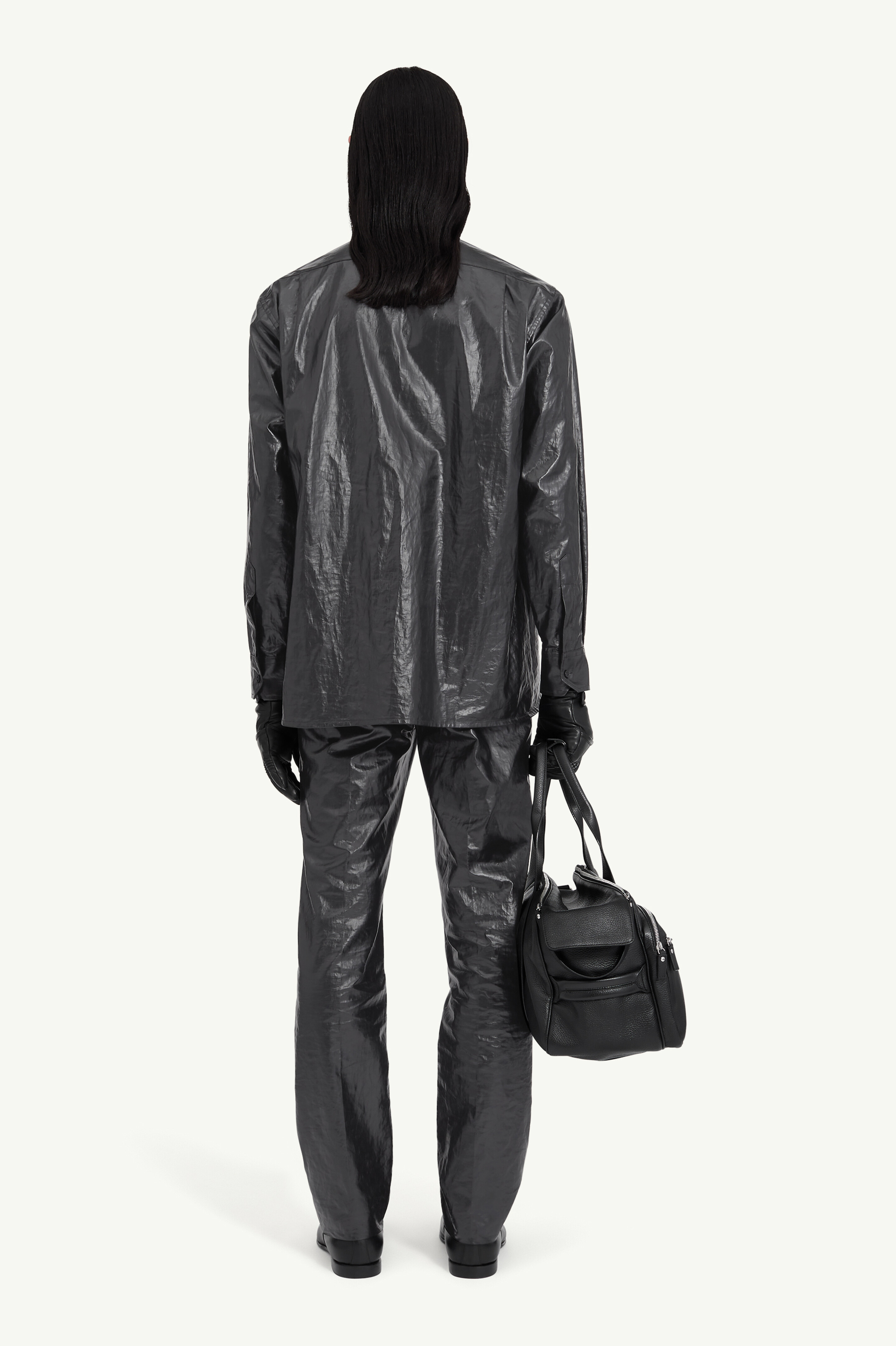 Shiny coated linen shirt - 4