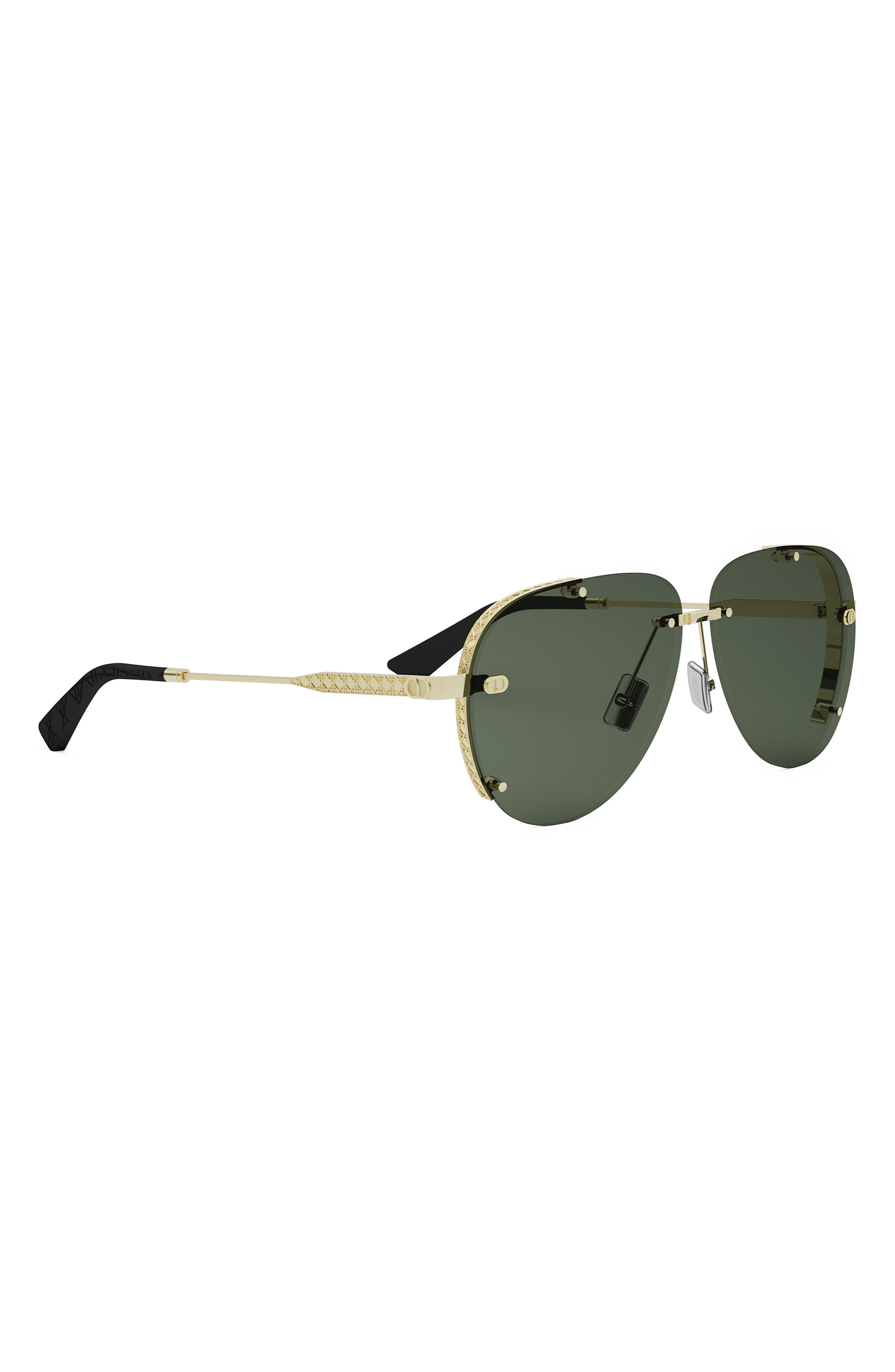 NeoDior A1U 61 Pilot Sunglasses in Shiny Gold/Green at Nordstrom - 4