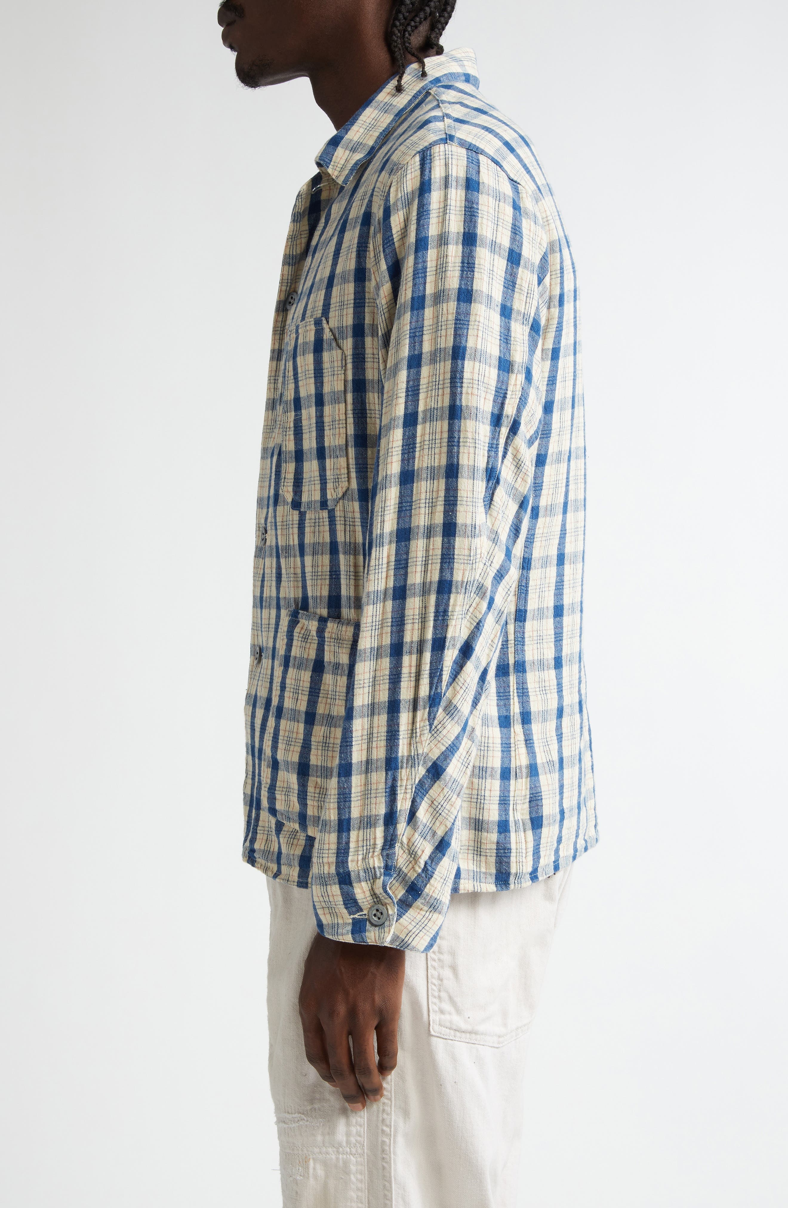 Double RL Indio Plaid Twill Shirt Jacket in Rl-749 Indigo Plaid Multi at Nordstrom - 4