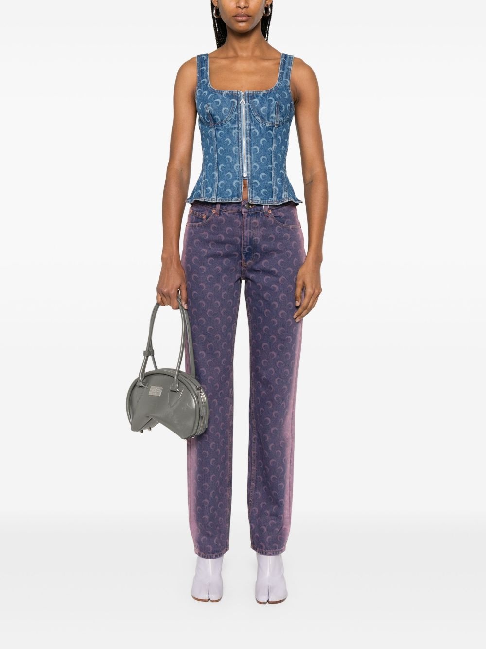 Moon laser denim bustier top - 2