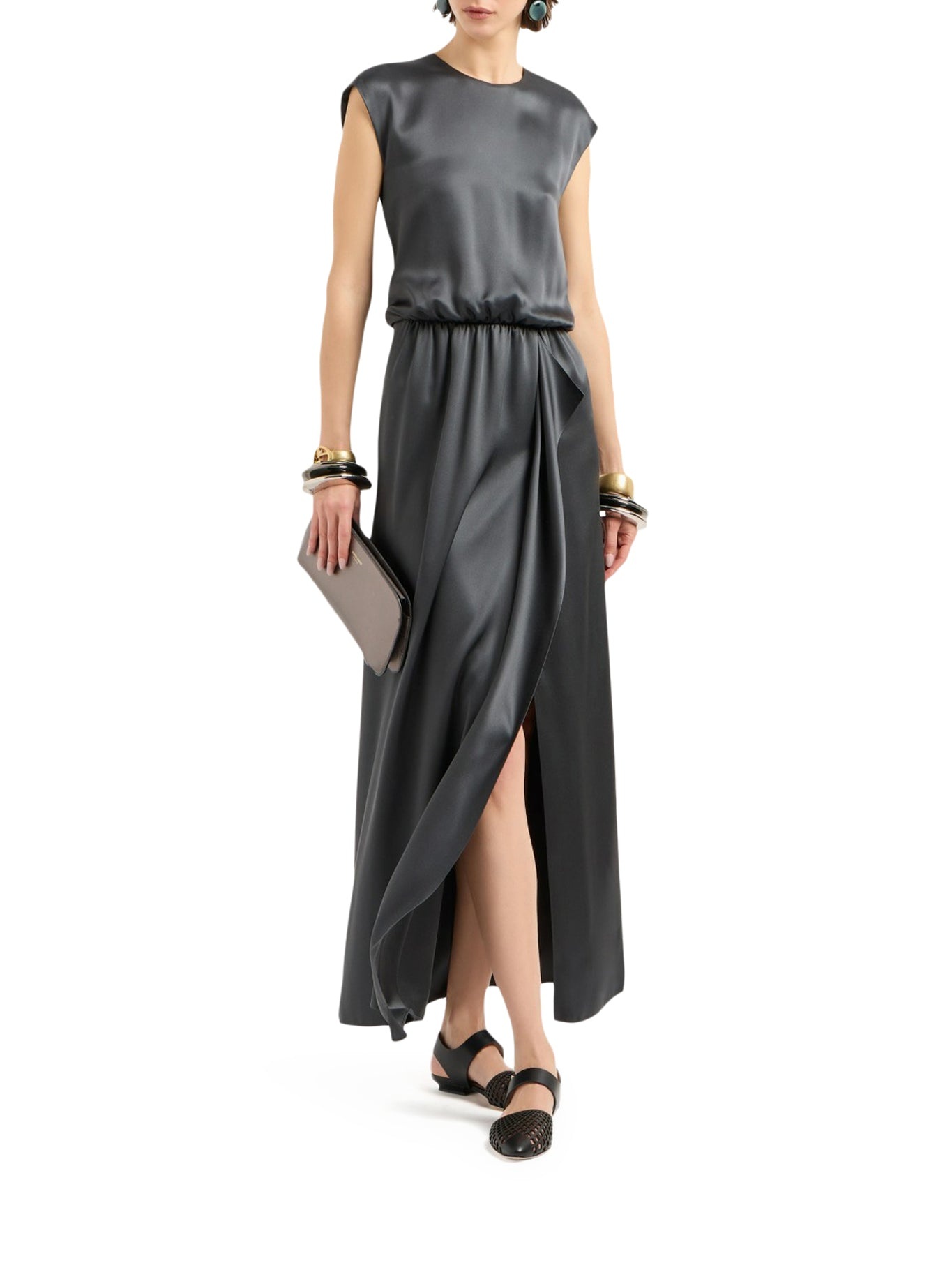 LONG DRESS IN DOUBLE SILK SATIN - 1